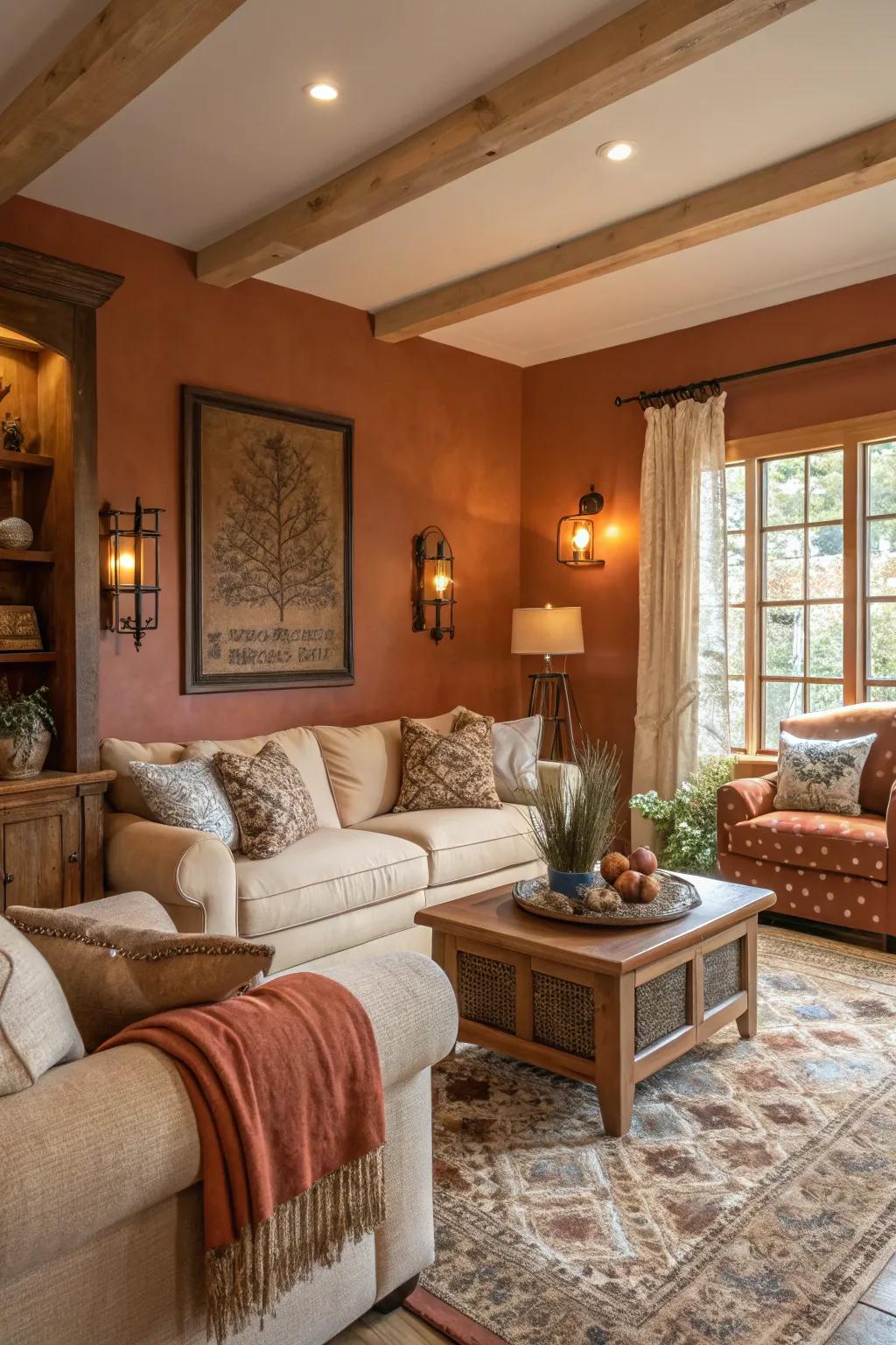 Earthy tones create a warm and inviting atmosphere.