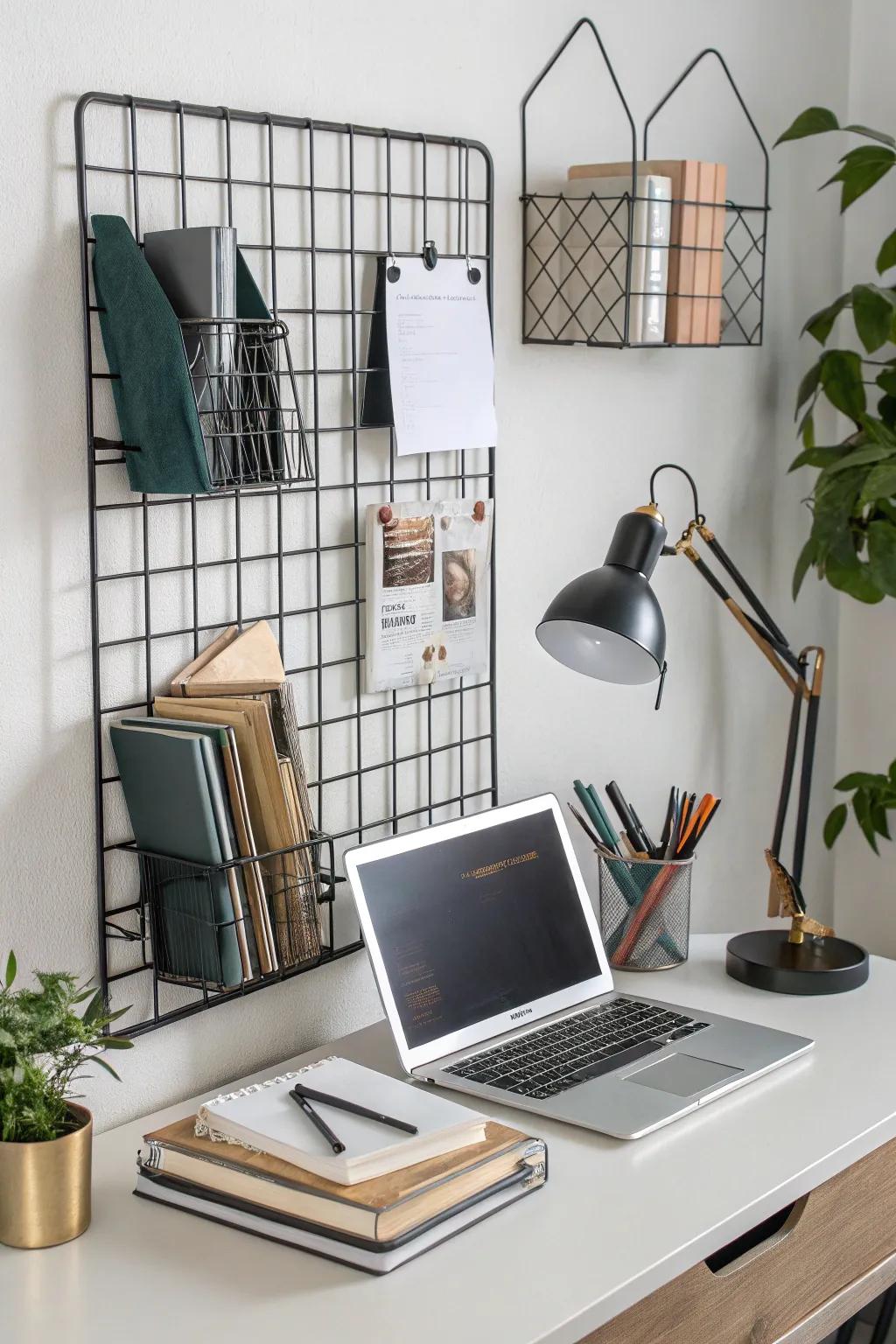 Metal grids help keep you organized and inspired.