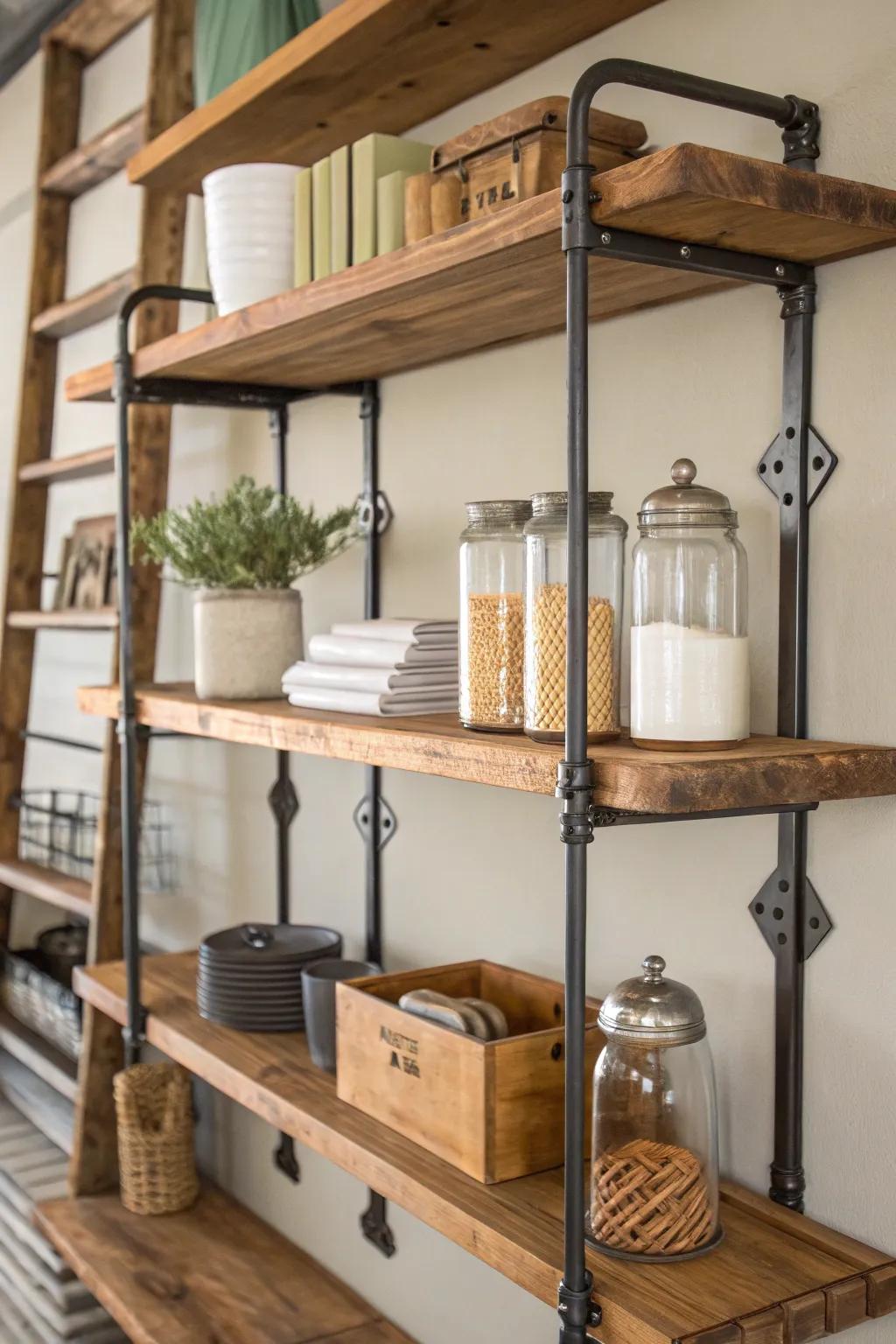 Blend alloy and timber for an industrial touch.