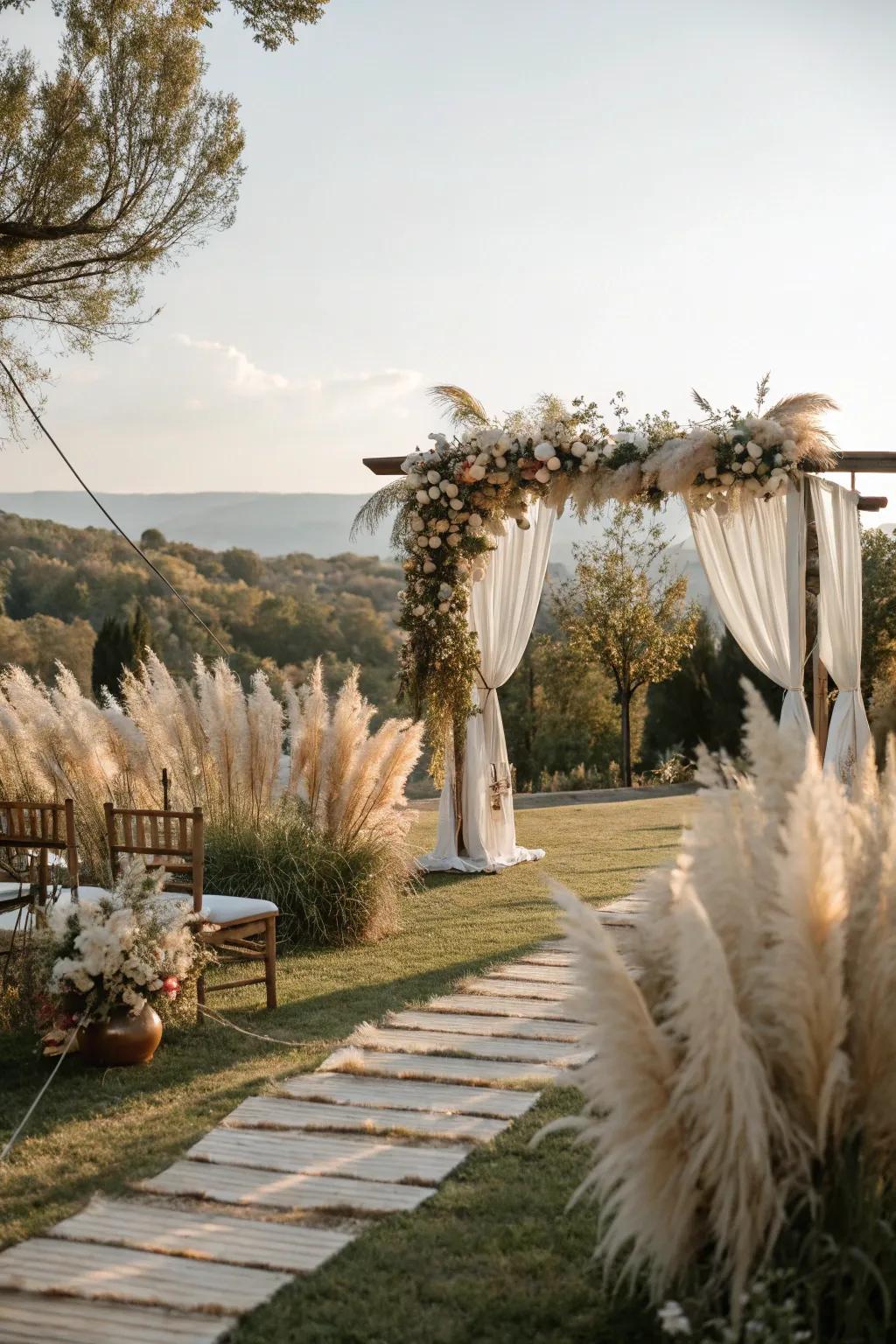 Boho grace with feathery grass.