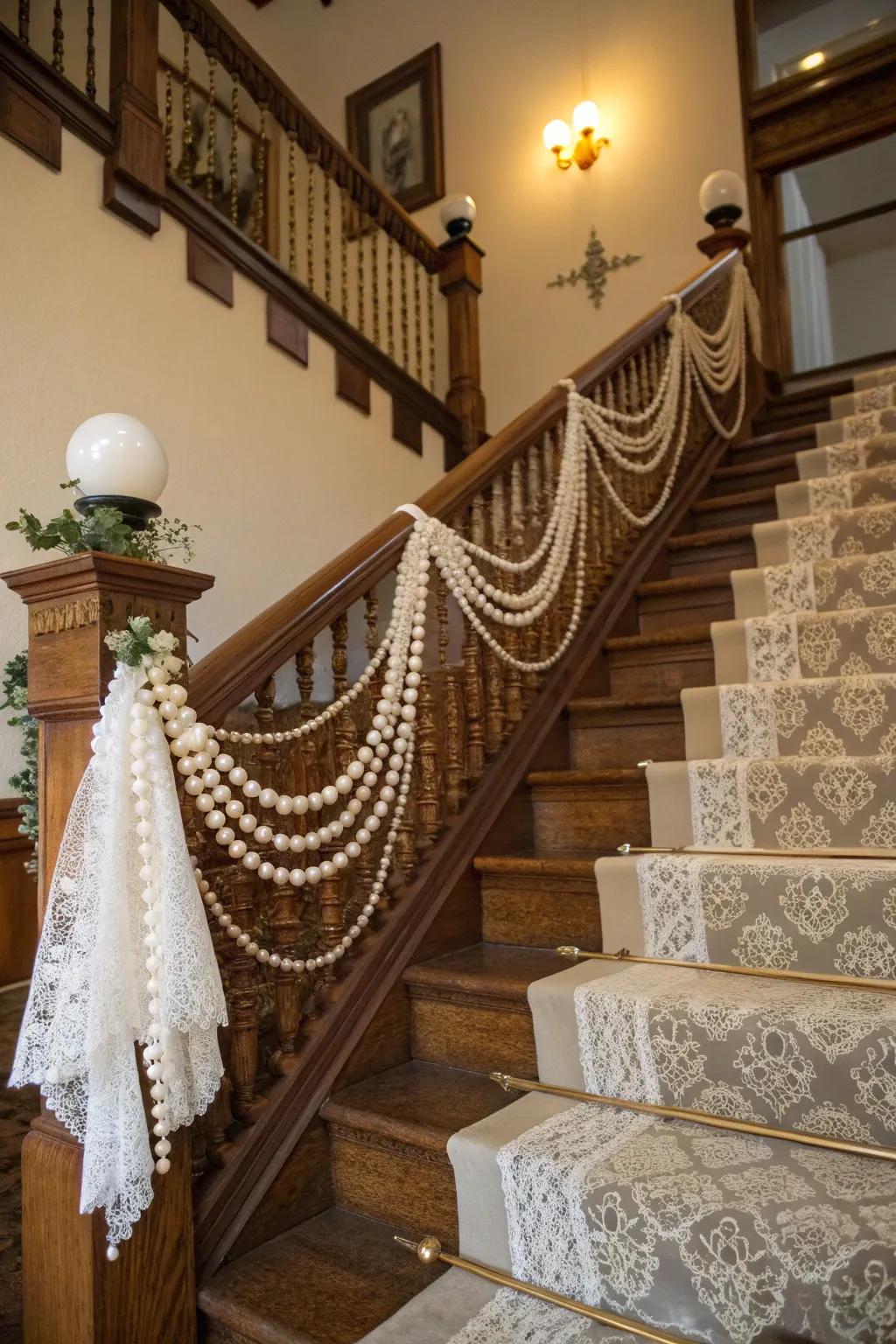 Classic characteristics introduce ageless glamour and sophistication to this stairway.