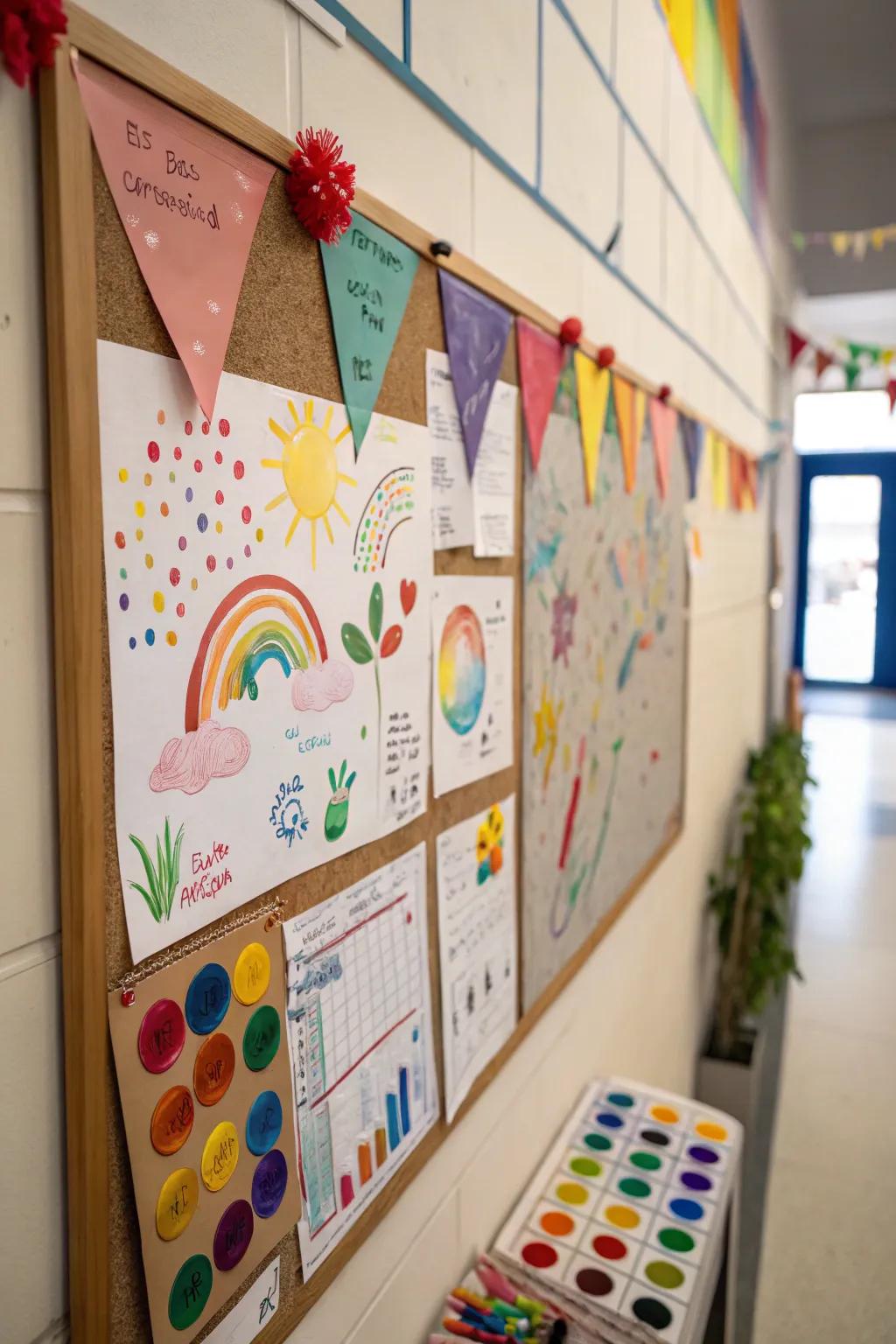 A color-themed board to celebrate diversity and creativity in the classroom.