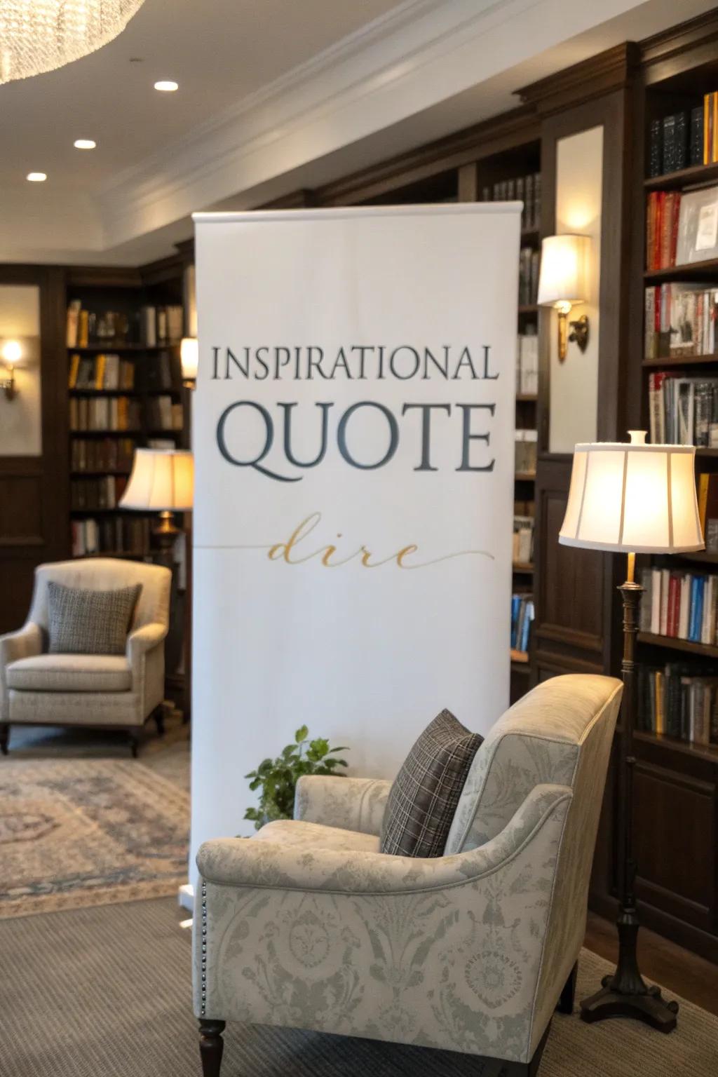Uplifting quotes add depth to welcome displays.