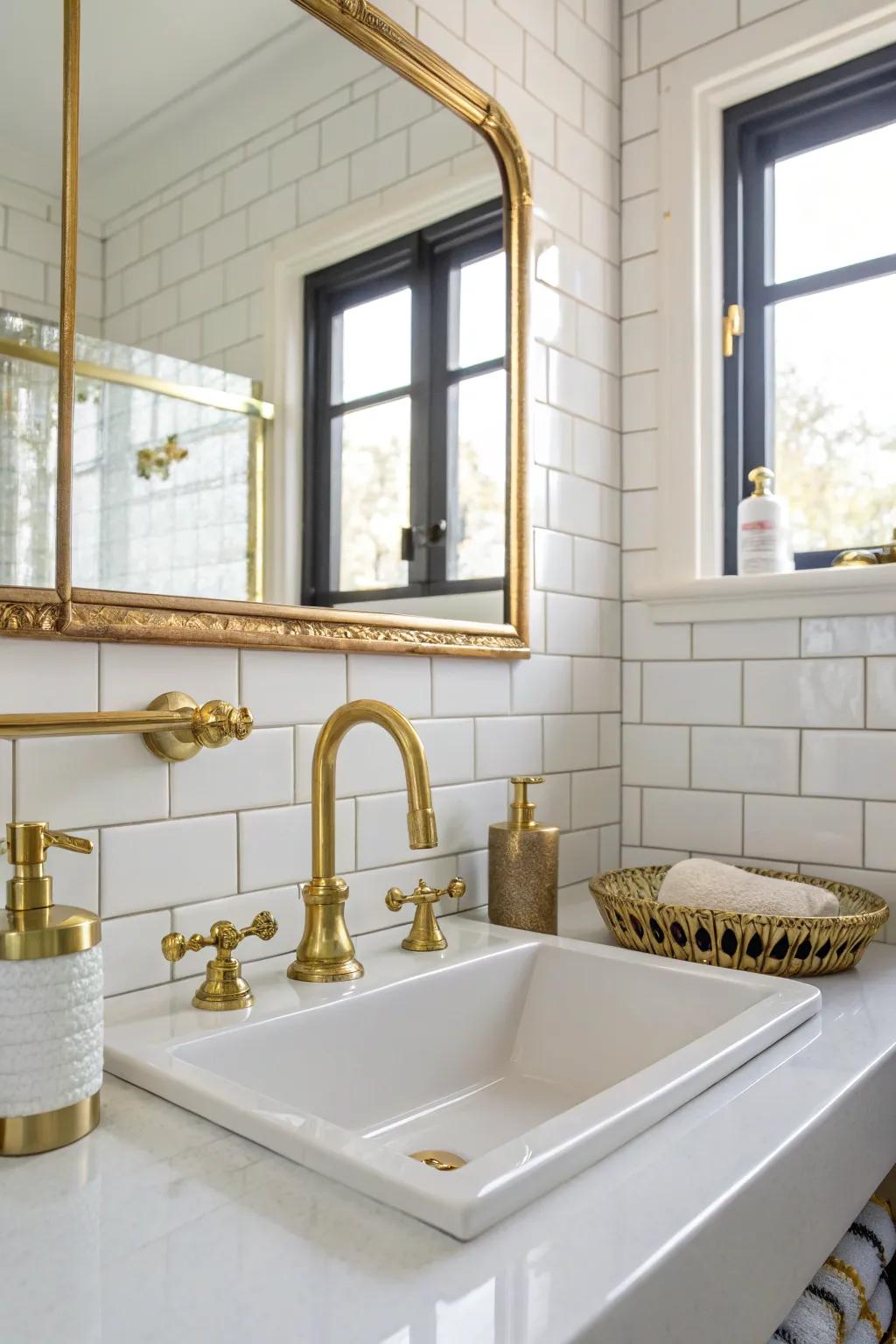 Metallic accents bring a touch of luxury to bright blocks.
