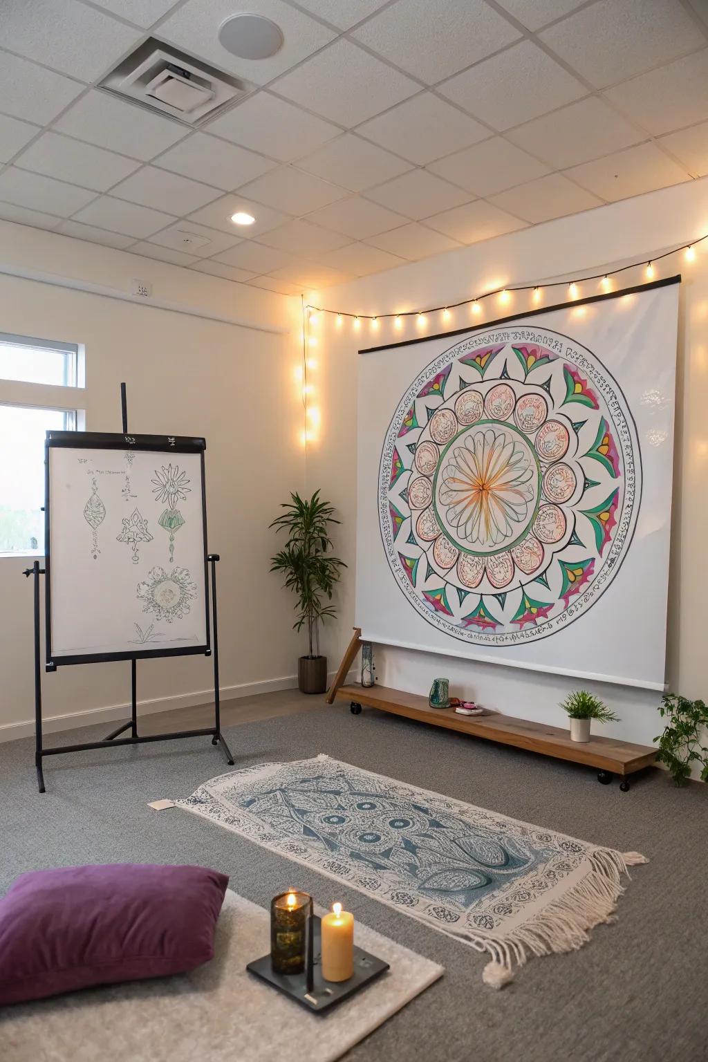 Embrace serenity through introspective pattern art.