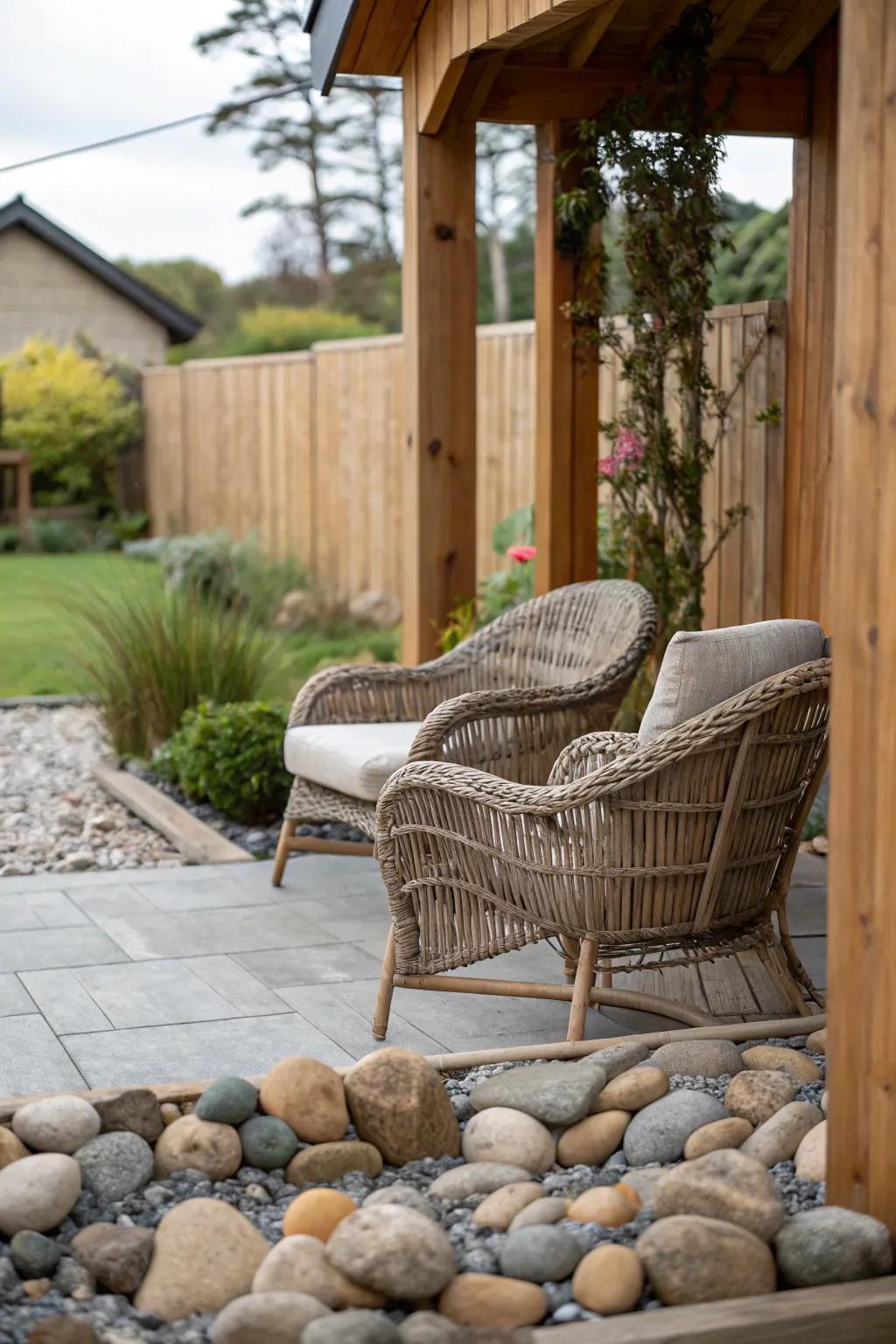 Embracing organic textures for a grounded patio blueprint.