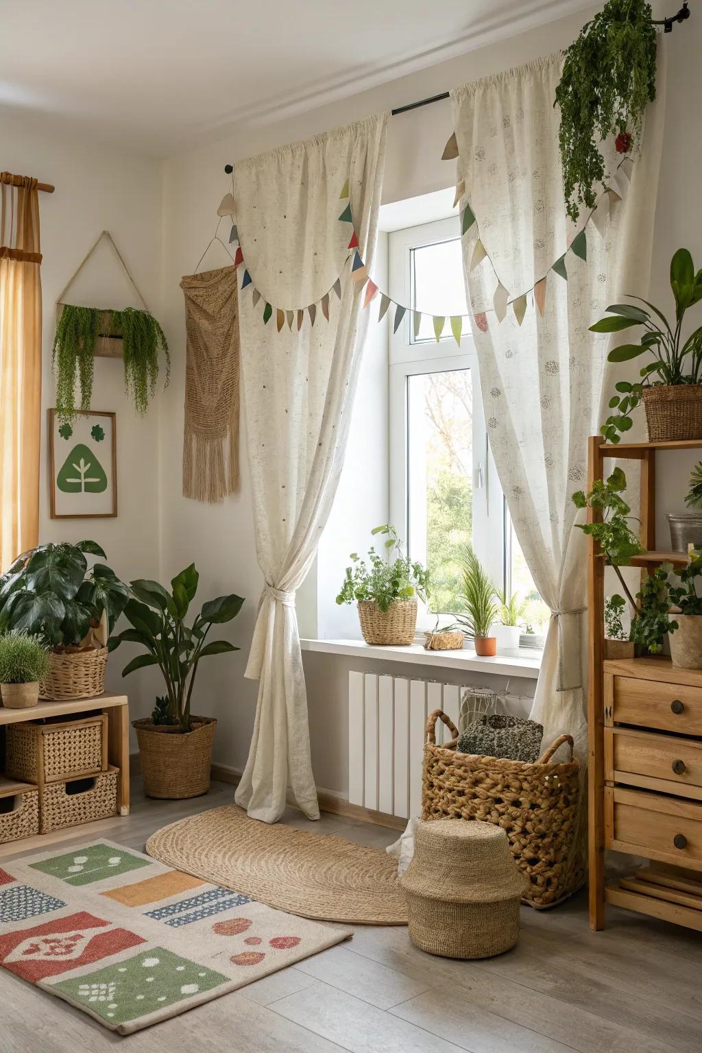 Choose green style with recovered material window coverings.