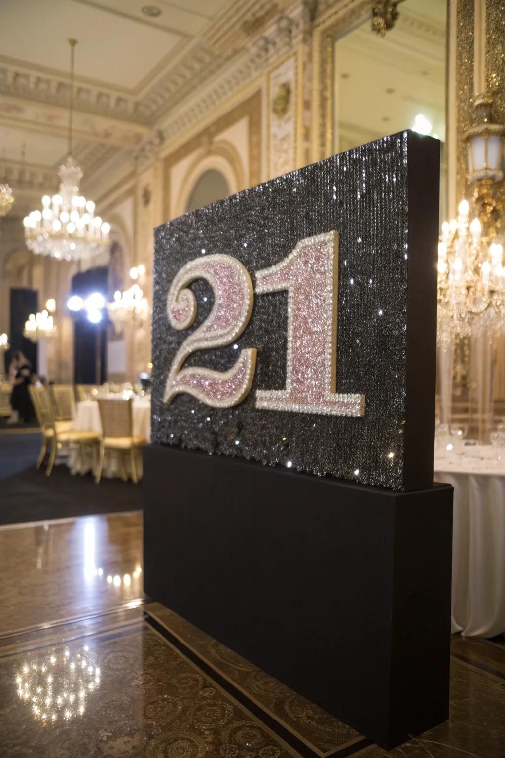 Sequins and sparkle create a dazzling celebration atmosphere.