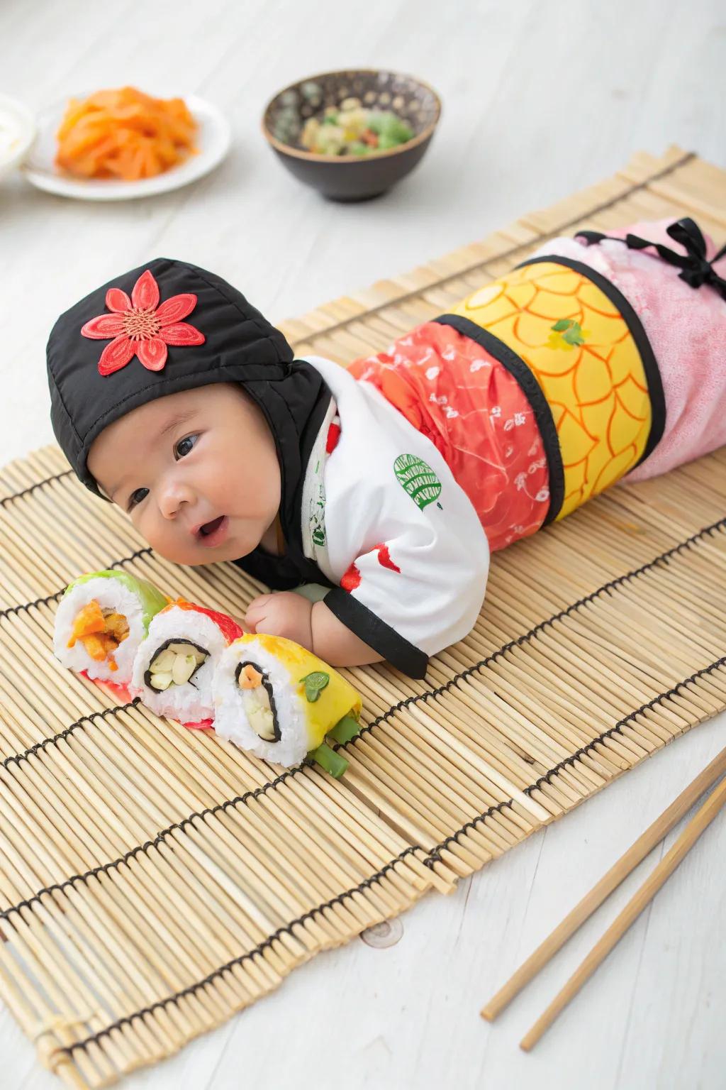 Sushi roll attire that is simply too cute for words.
