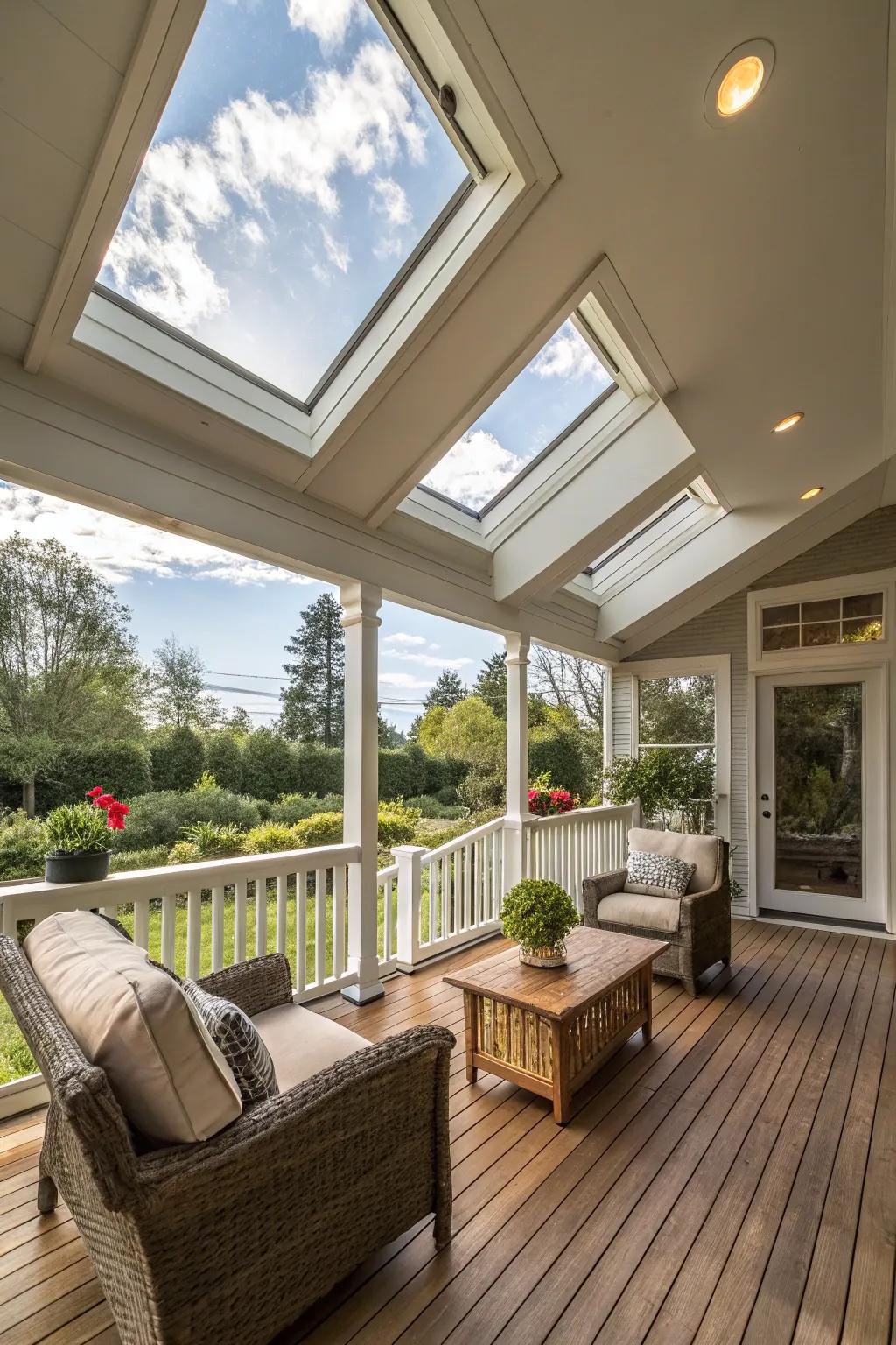 Overhead windows affording a celestial vista and augmented radiance.