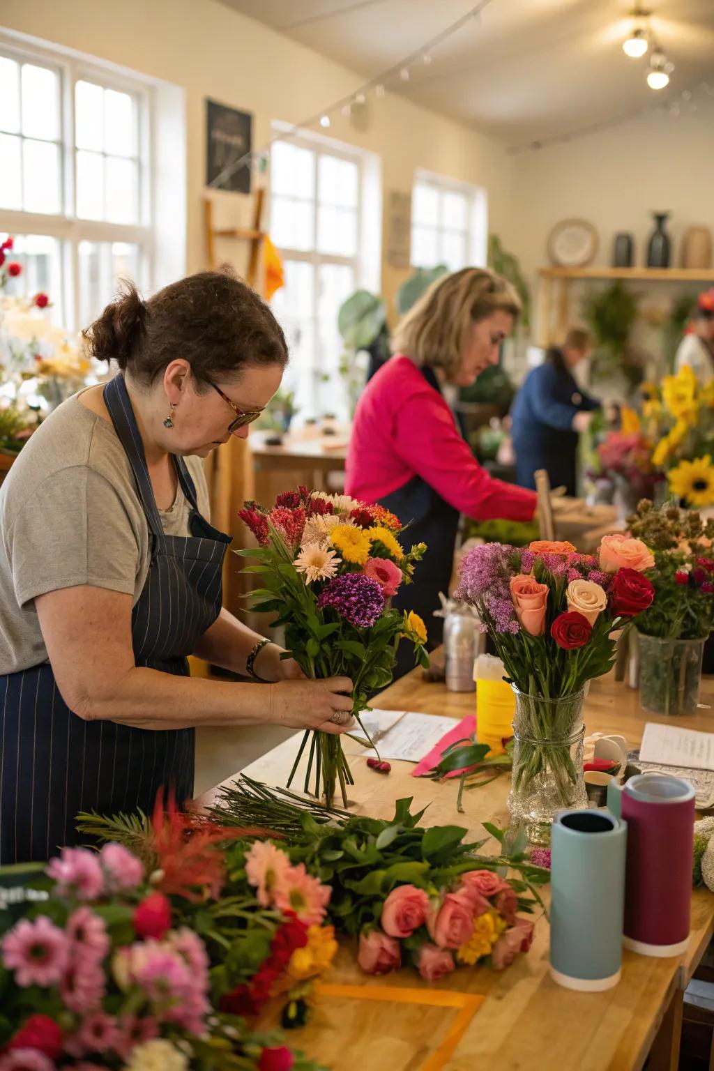 Show off your creativity with a floral arrangement workshop for your 40th.