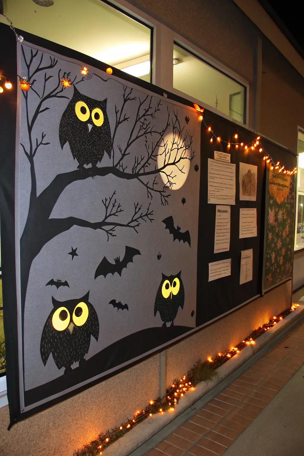 A mysterious nocturnal nook featuring night-dwelling animals.