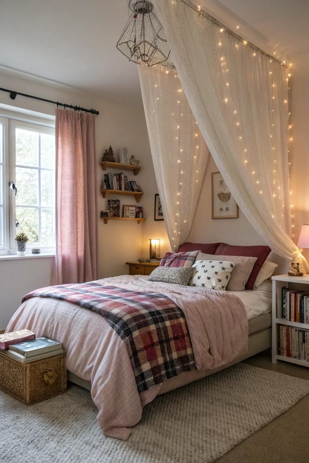 Enhance comfort through comfortable window coverings above your bed.