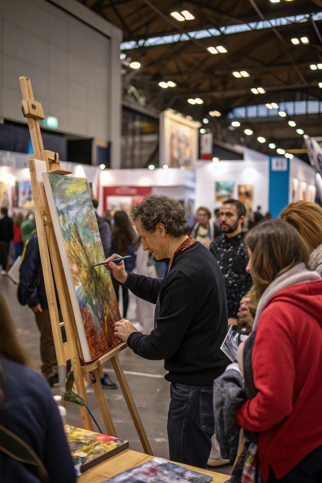 Actual art display captivating attendees.