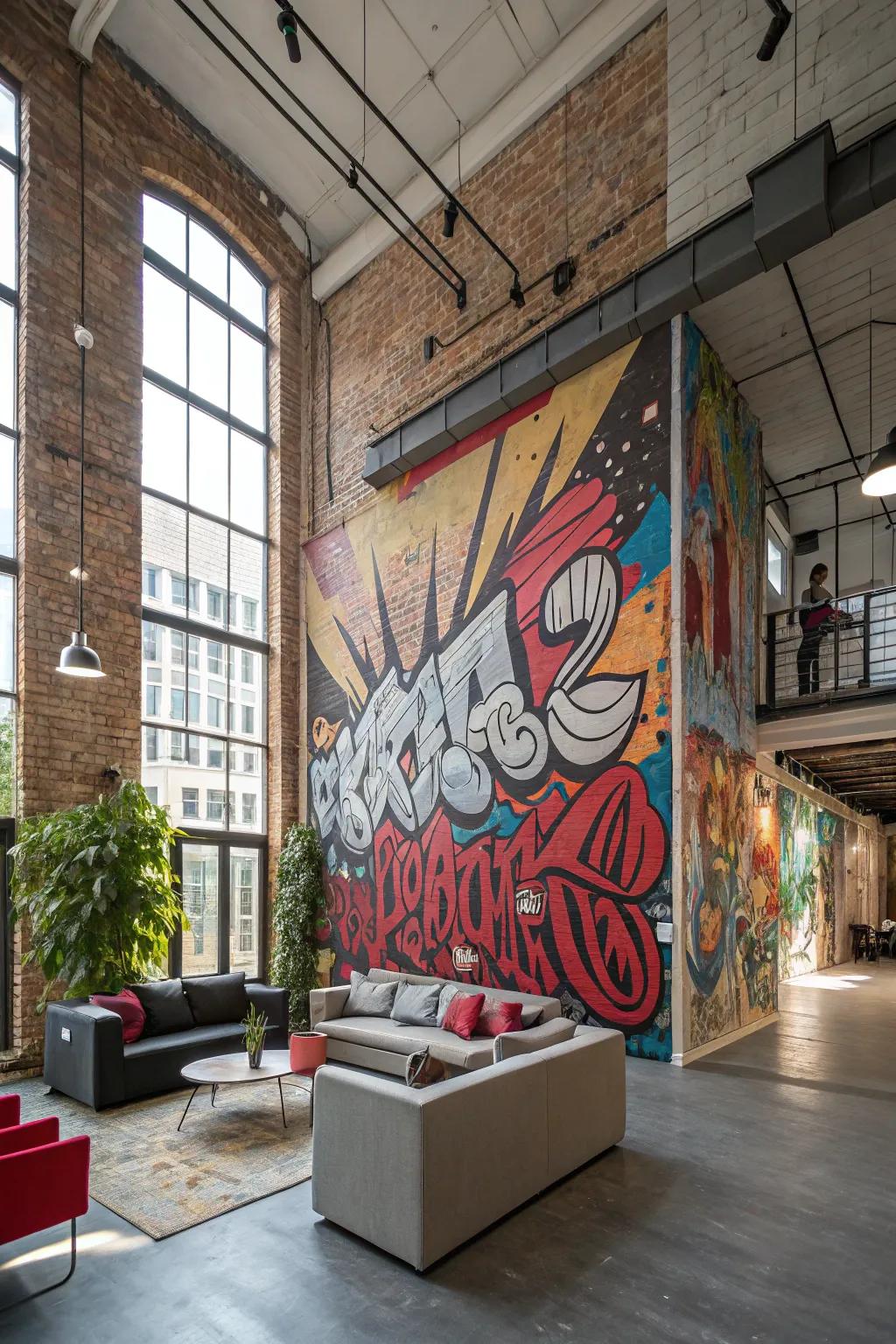 Capture urban dynamism with graffiti art.