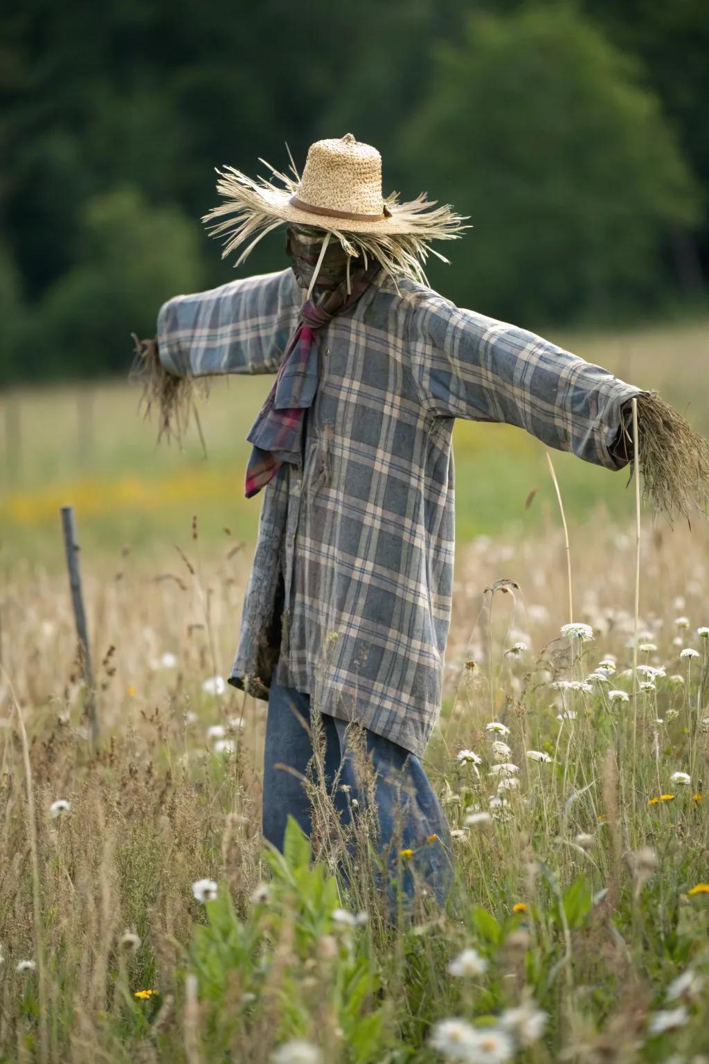 Celebrate the harvest with a rustic scarecrow attire.