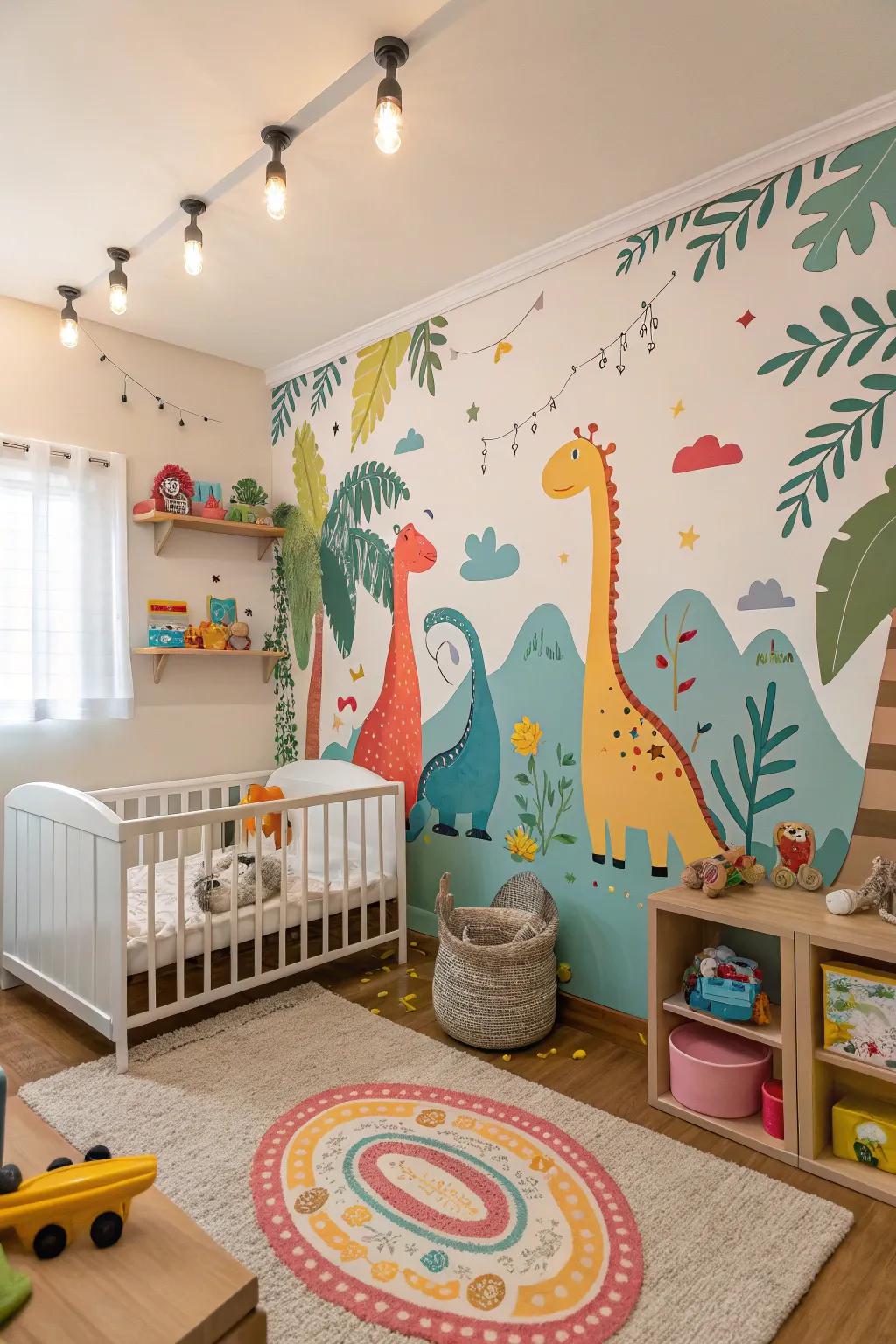 Journey back in time within a dinosaur-themed nursery.