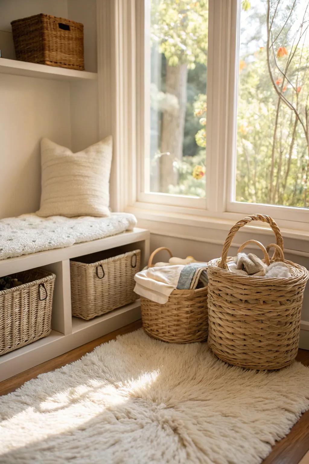 Textured features can add warmth and interest to the baby area.