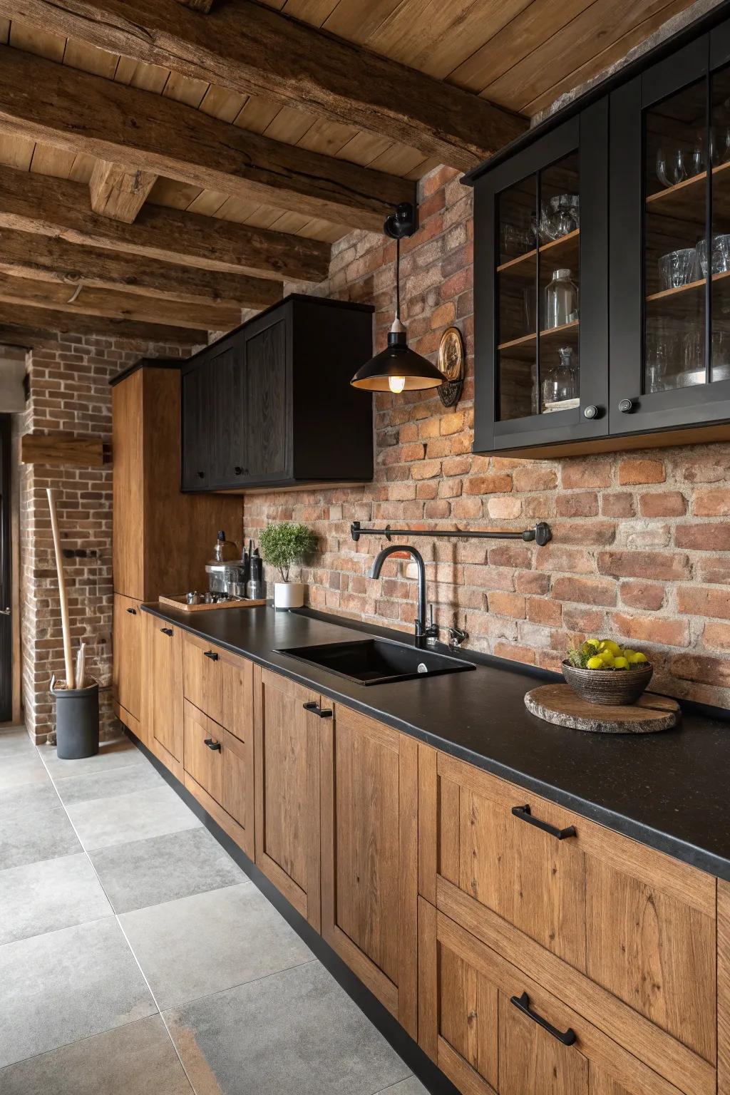Brick backsplashes add rustic texture and character.