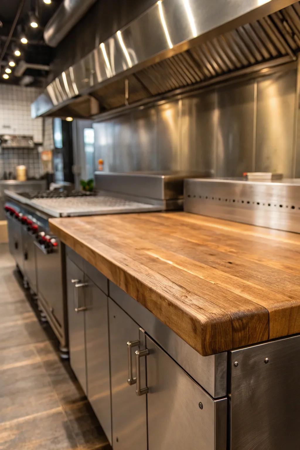 Attain factory chic through a stainless steel backsplash.