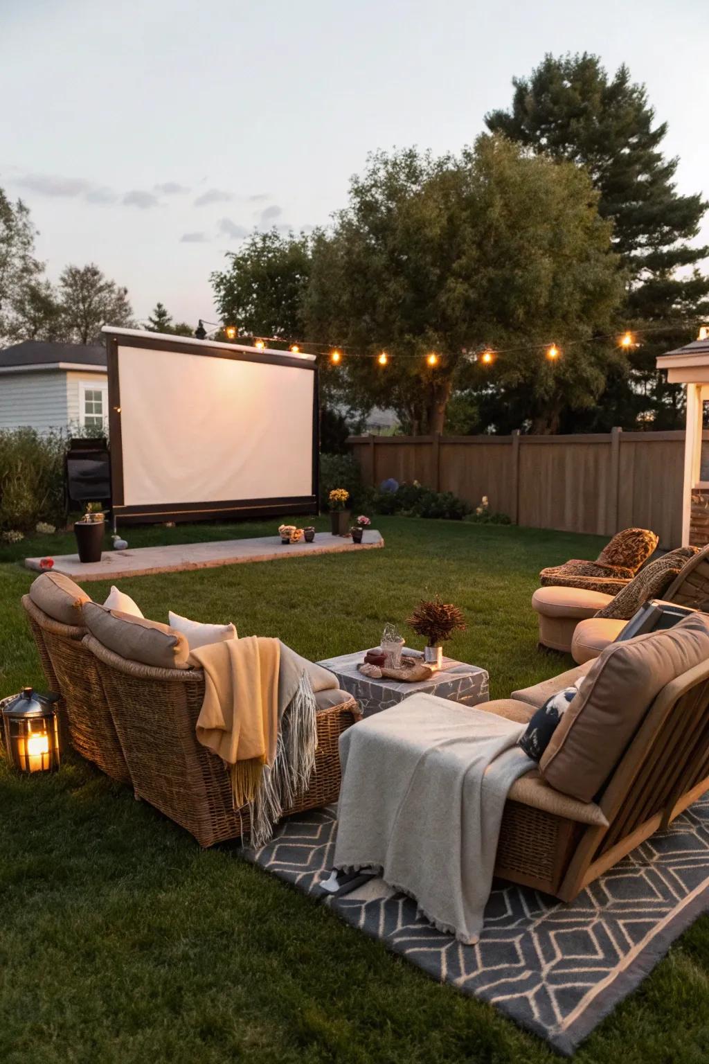 Backyard cinema for special movie nights