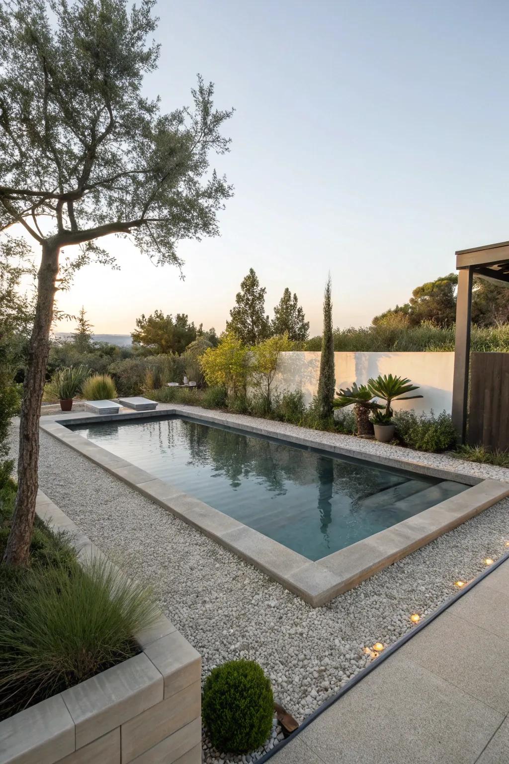 Gravel stones contribute a refined, textured border to your pool area.