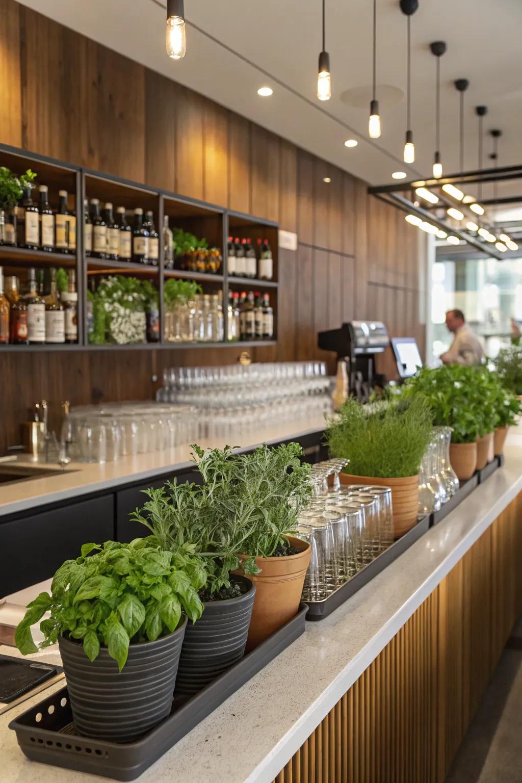 Natural elements add a refreshing and lively touch to your bar.
