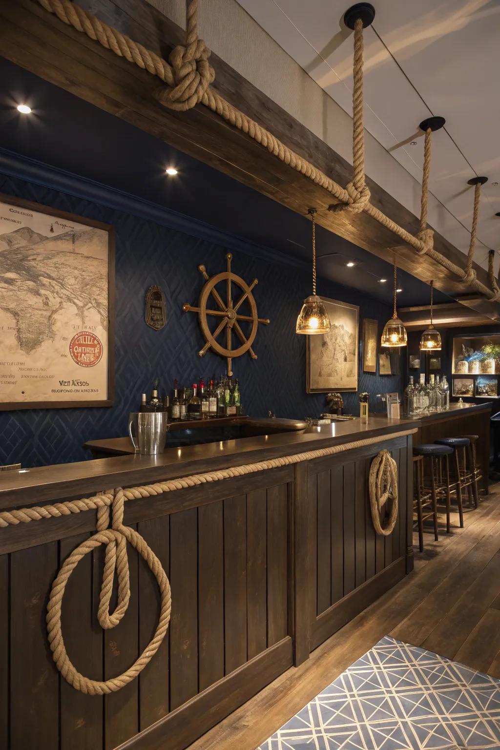 Sail away using a maritime-inspired bar arrangement.