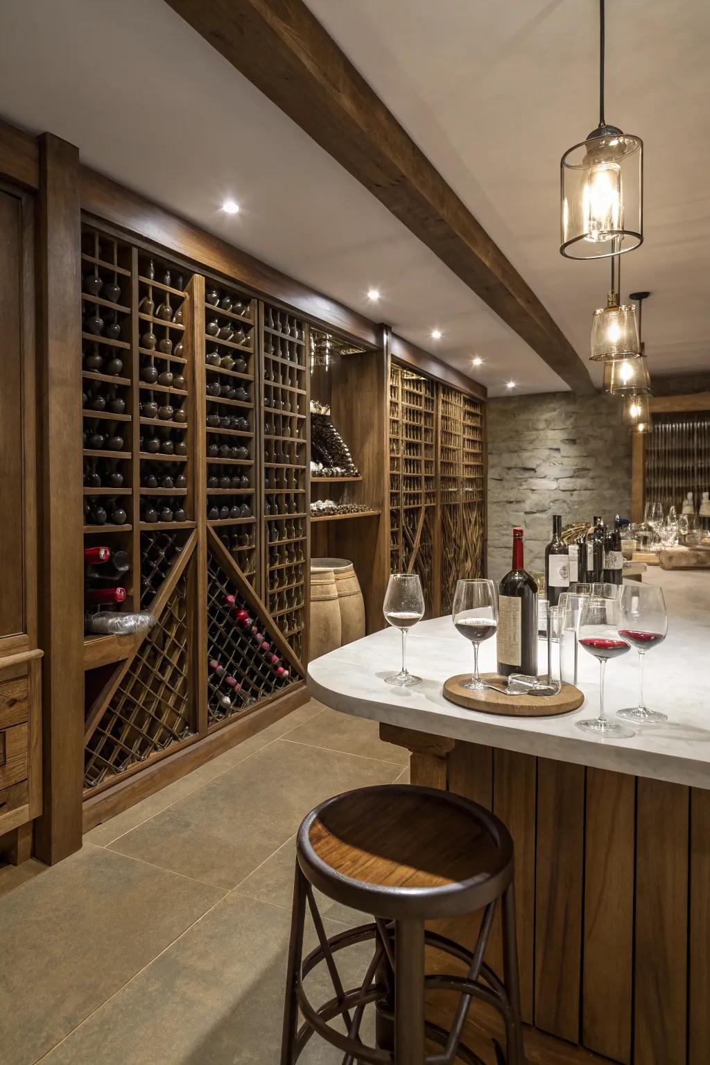A polished area for wine buffs.