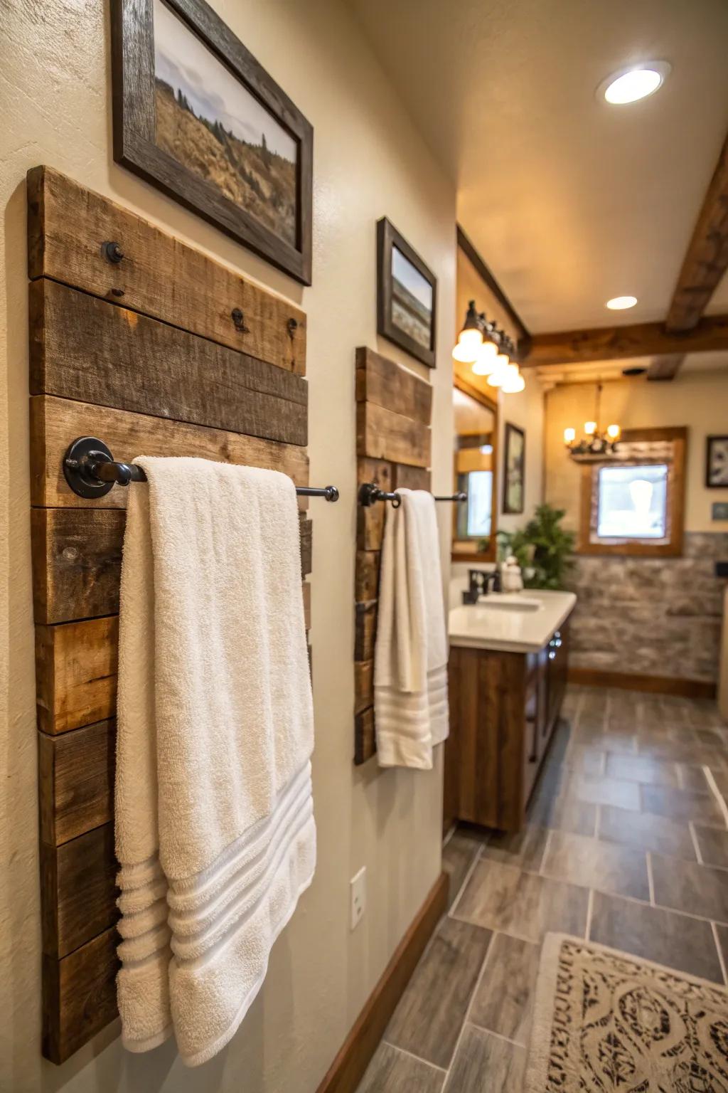 Reclaimed lumber injects warmth and texture into your bathroom.