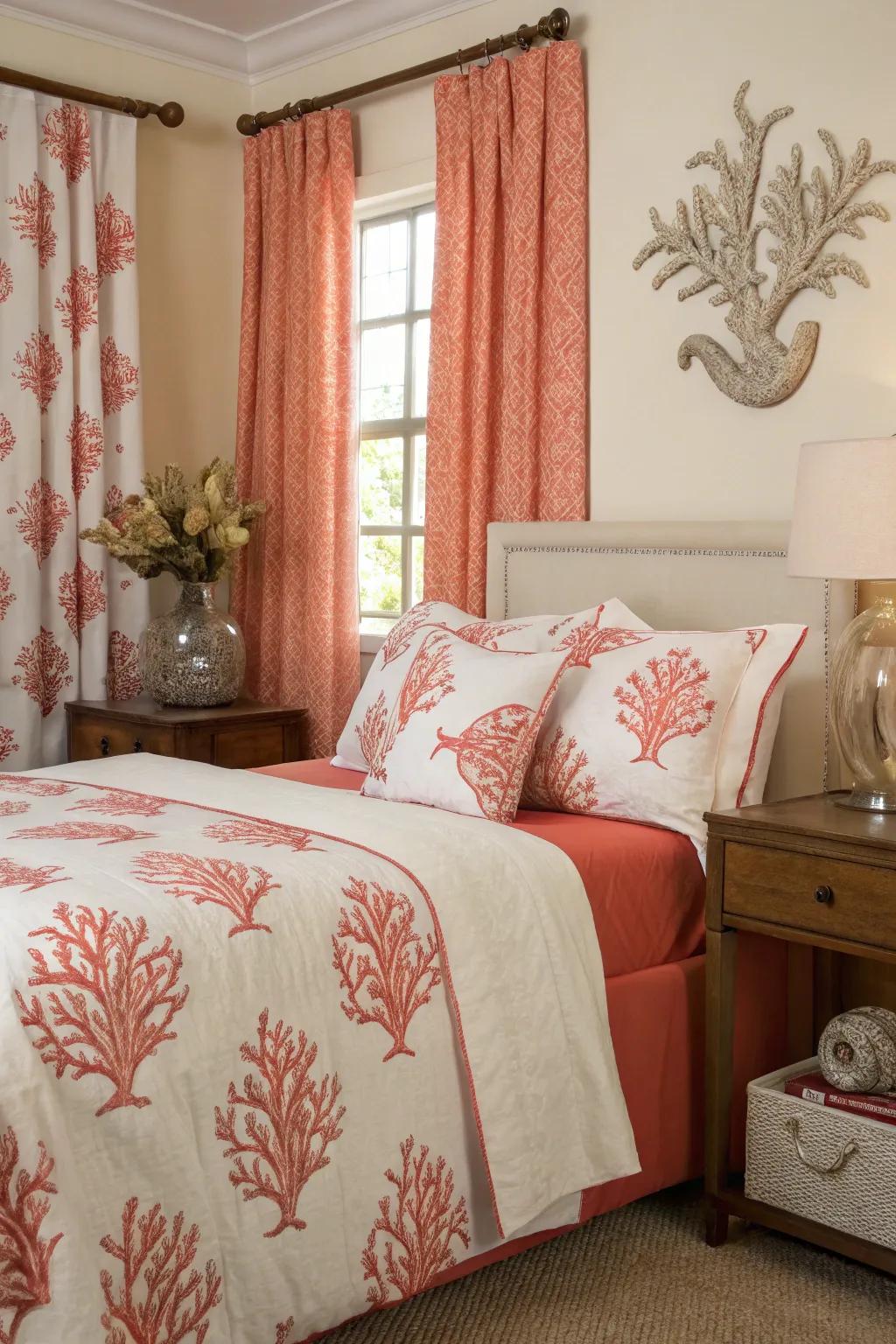 Coral motifs bring a touch of the underwater world to your decor.