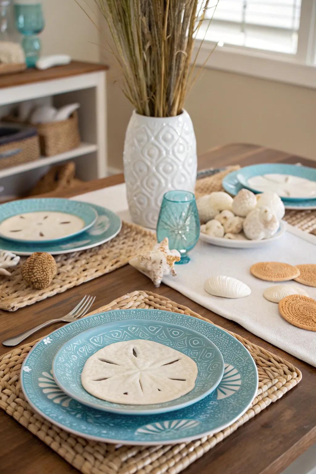 Beach-inspired tableware renders feasting exceptional.