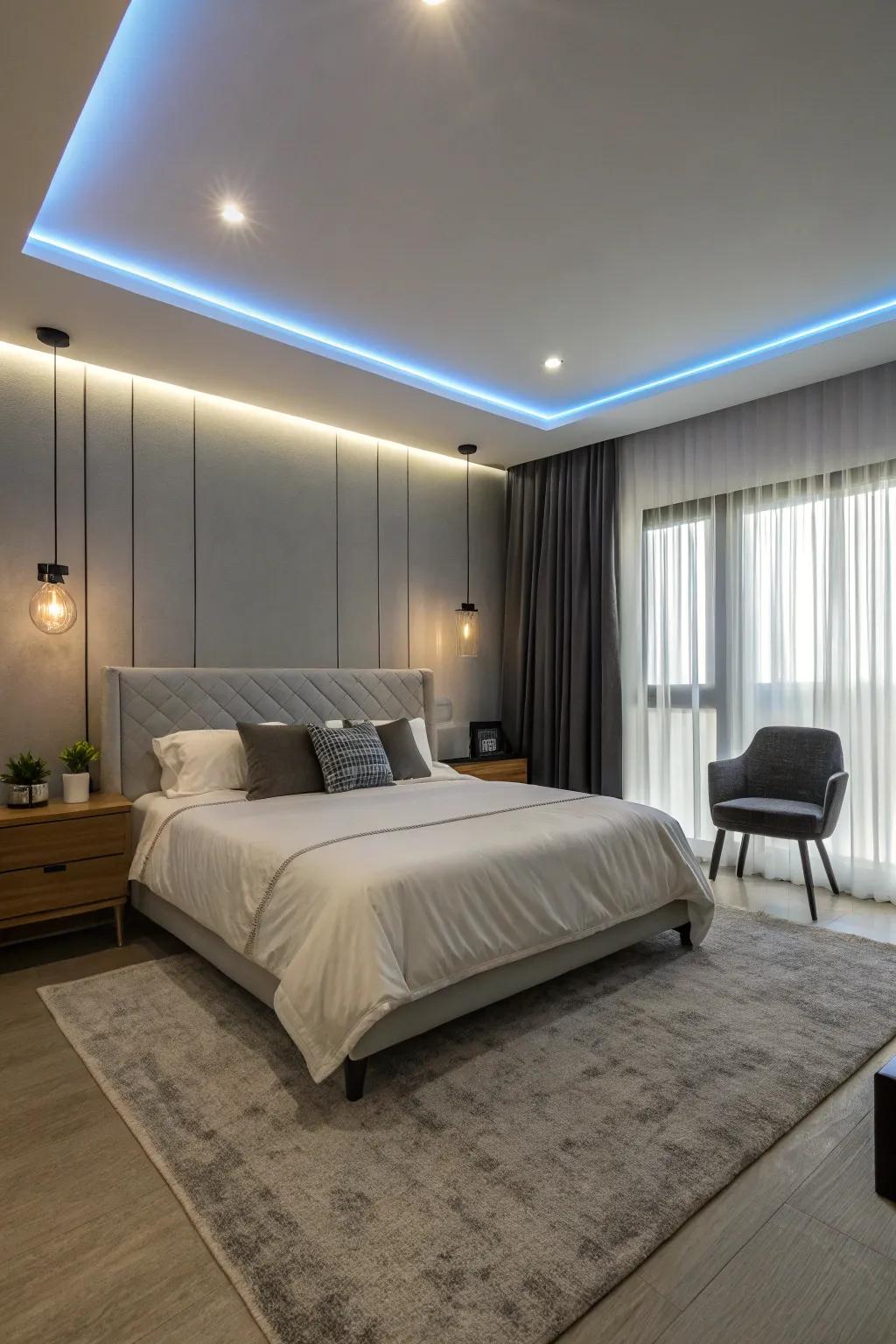 Establish a modern radiance with LED strip lighting.