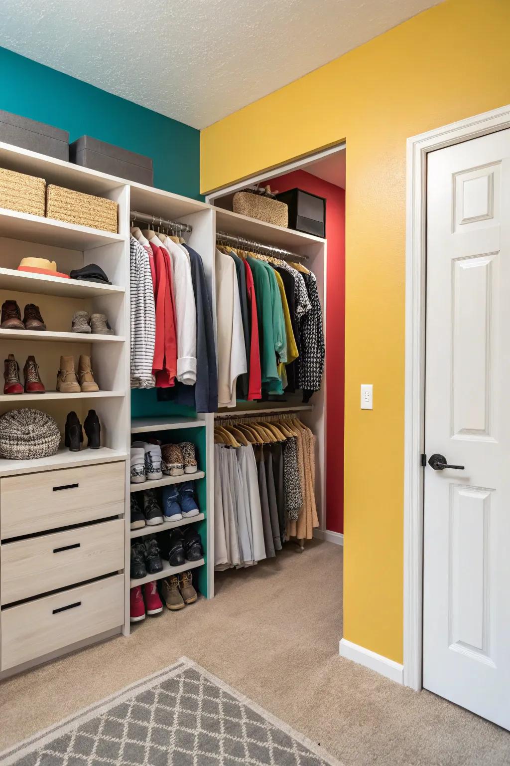 A pop of color can dramatically enhance your closet's vibe.