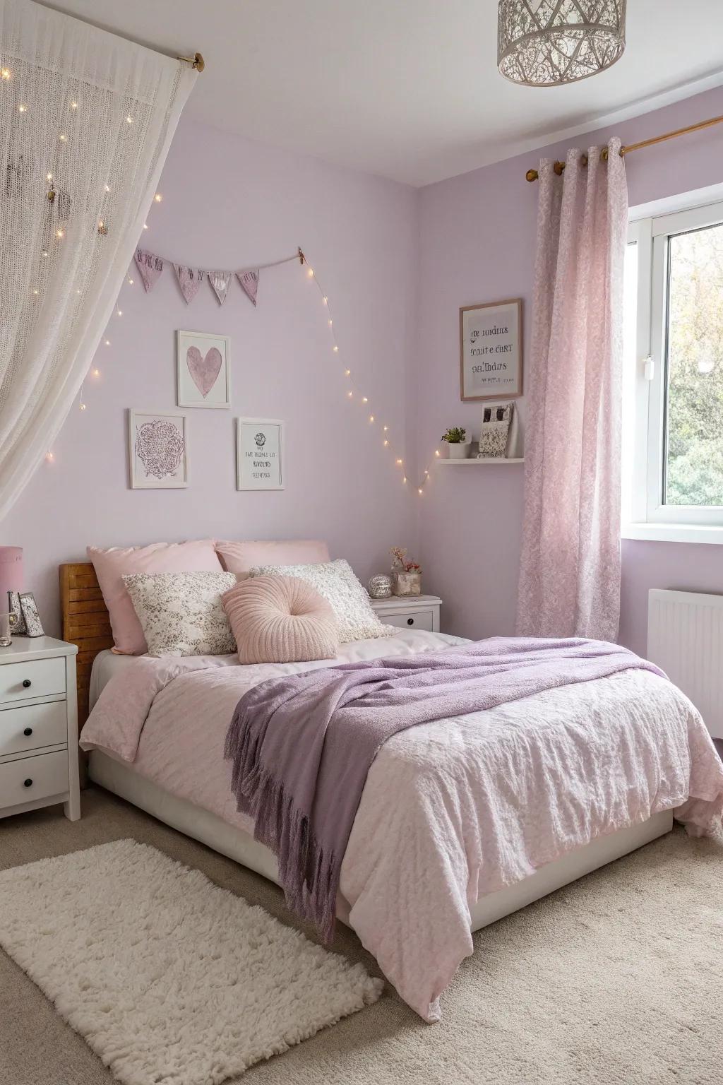 Delightful pastels bring a gentle and soothing atmosphere to your bedroom.