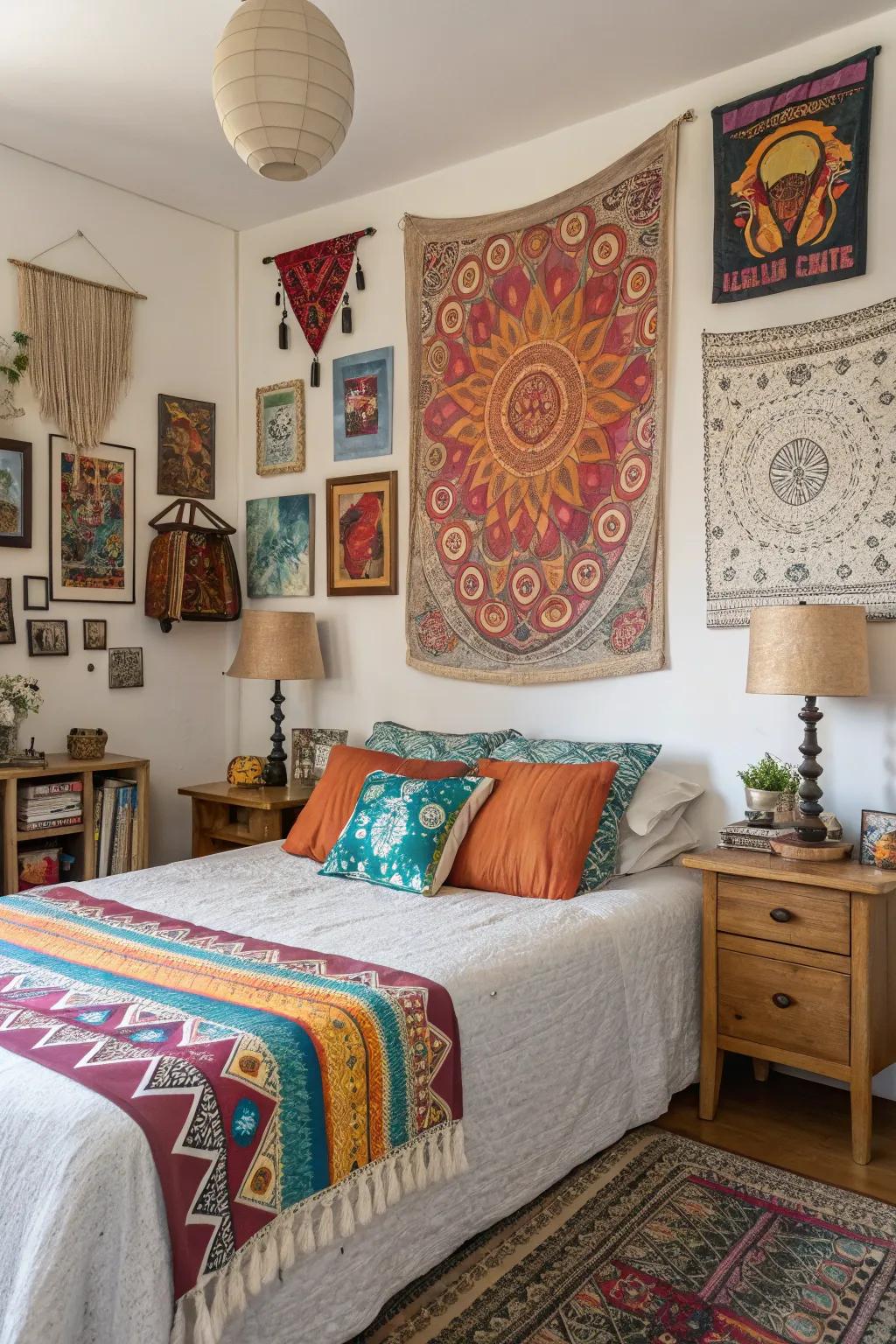 Celebrate individuality with an eclectic wall hanging mix.