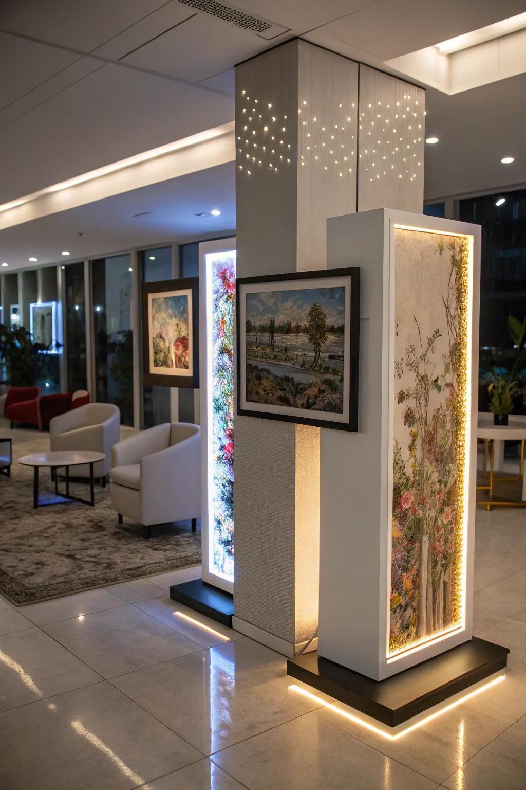 LED strips offering a modern edge to art displays