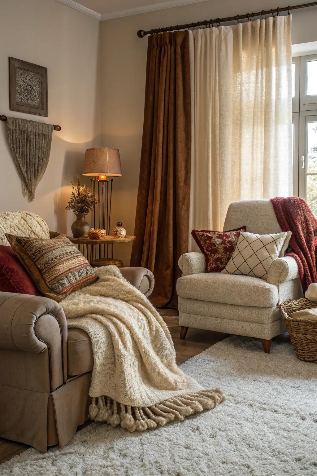 Enhance your decorations through the artful layering of textural elements.