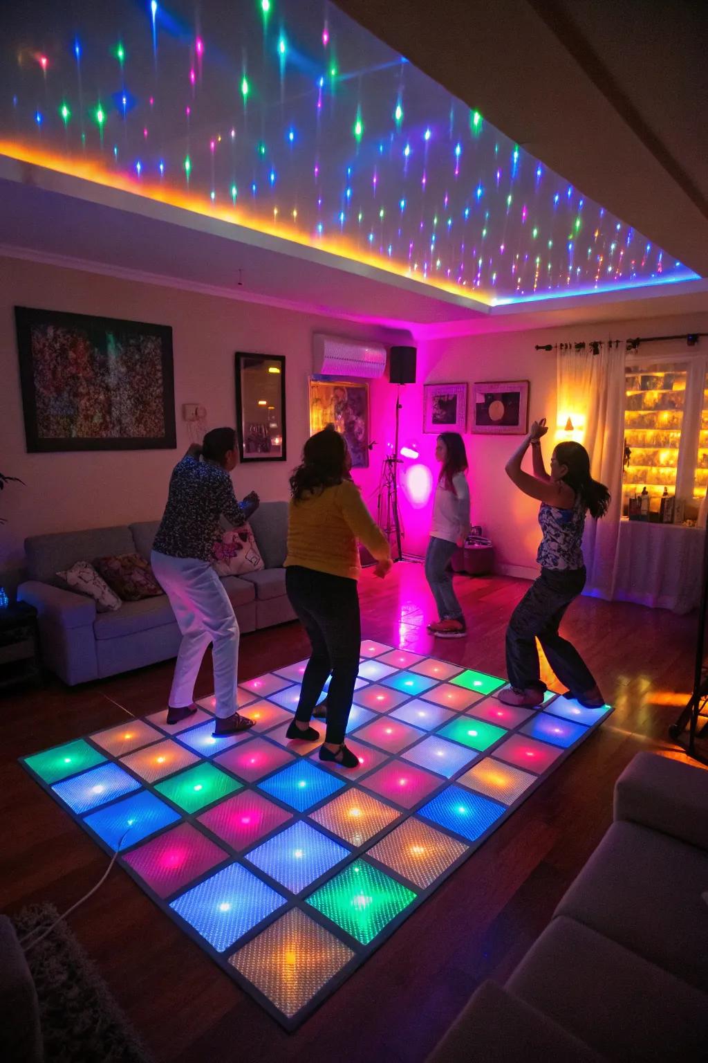 Craft a dance floor that illuminates the night.