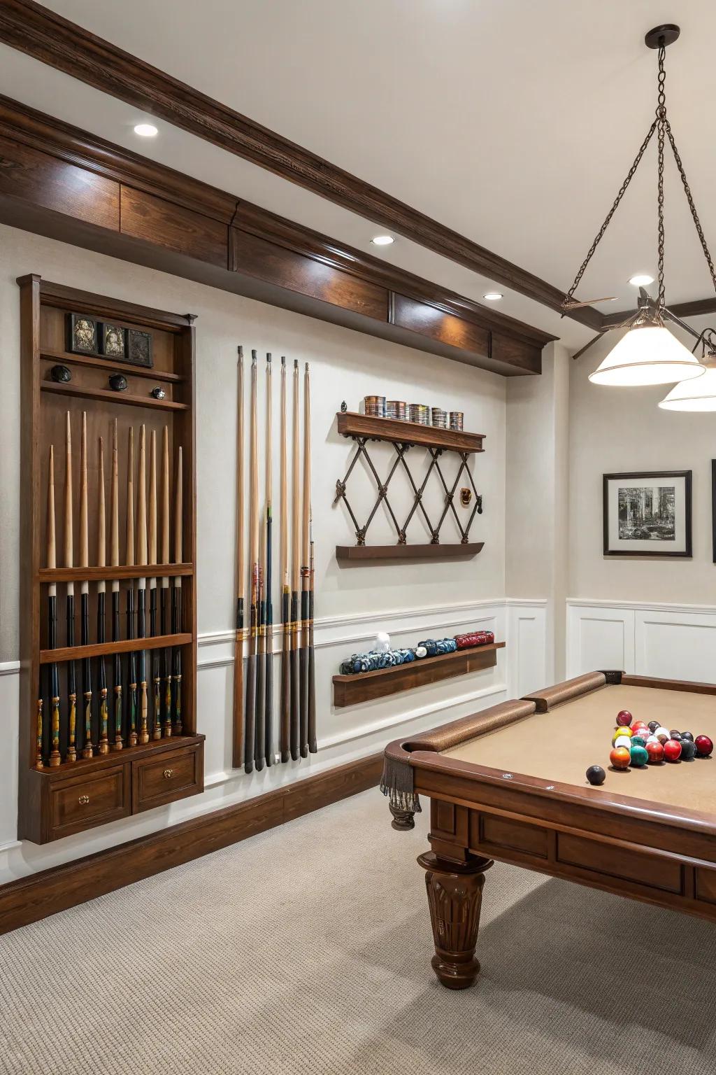 Displaying game extras provides function and design.