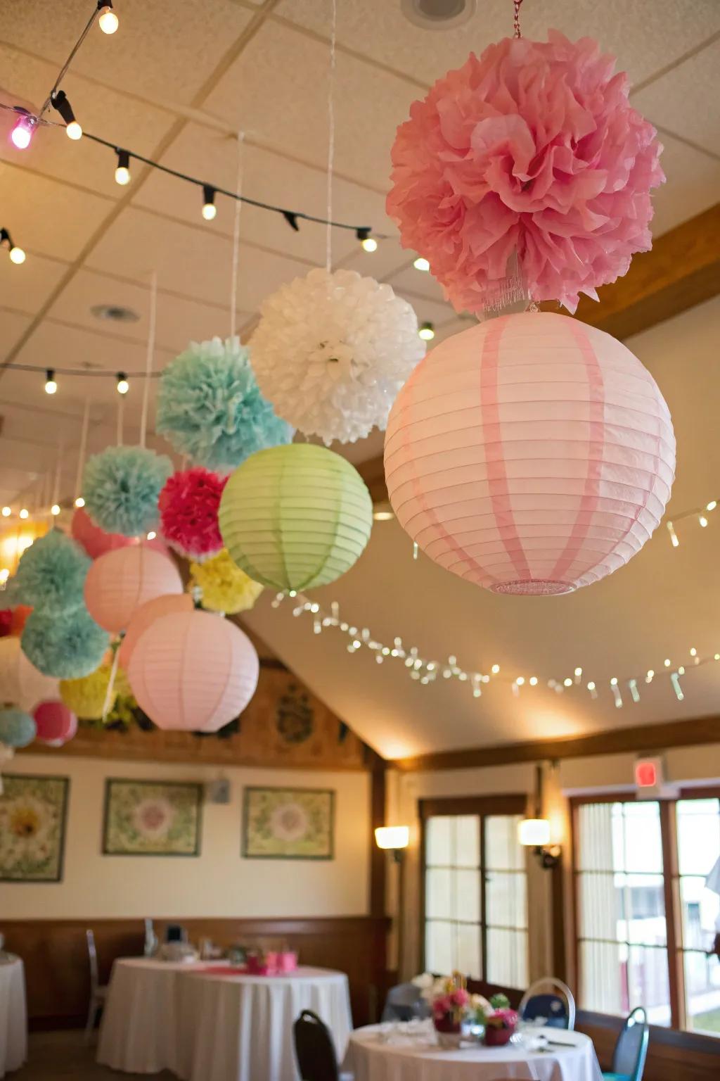Ceiling hangings introduce dimension and flair to your decorations.