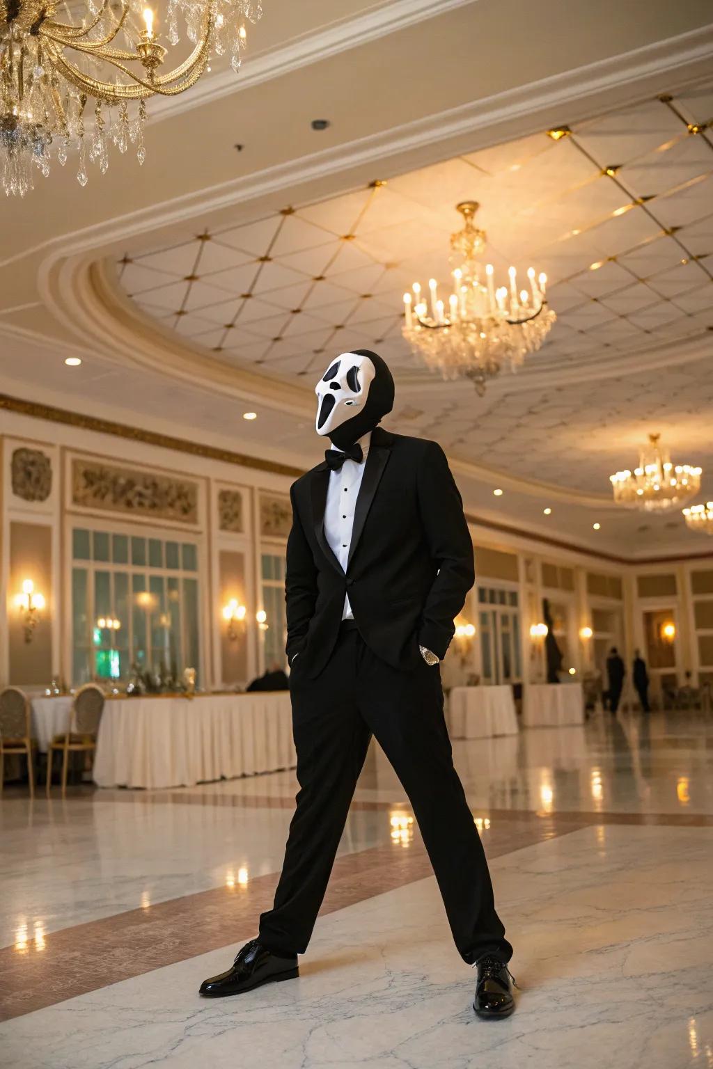Elevate your Halloween with a timeless tuxedo ensemble, perfect for any spooky soirée.