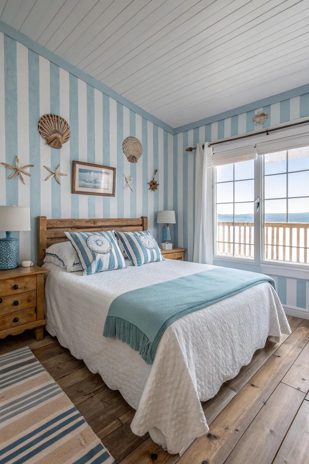 A marine blue theme evokes oceanic relaxation.
