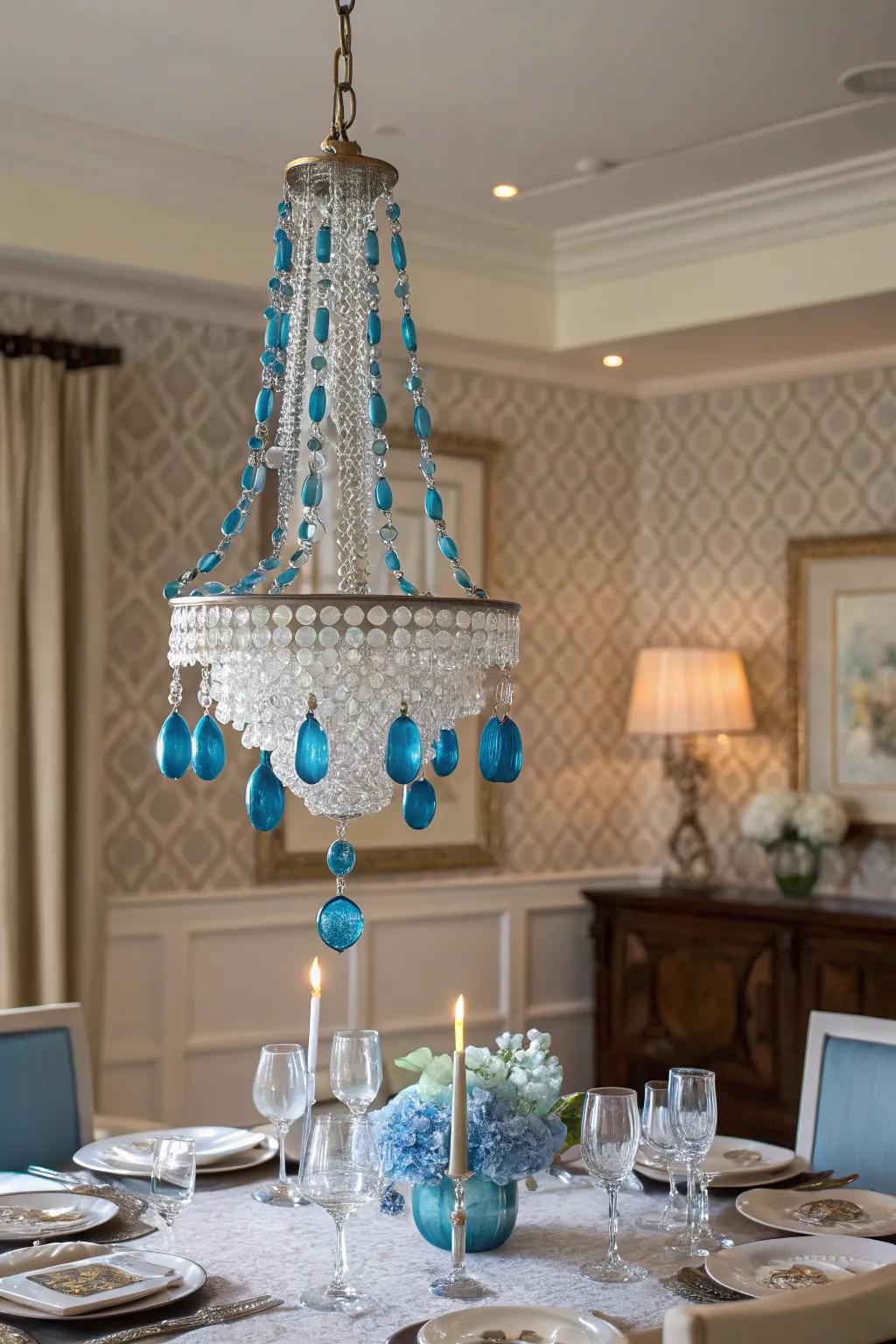 An azure adornment candelabra constitutes a breathtaking holiday centerpiece.
