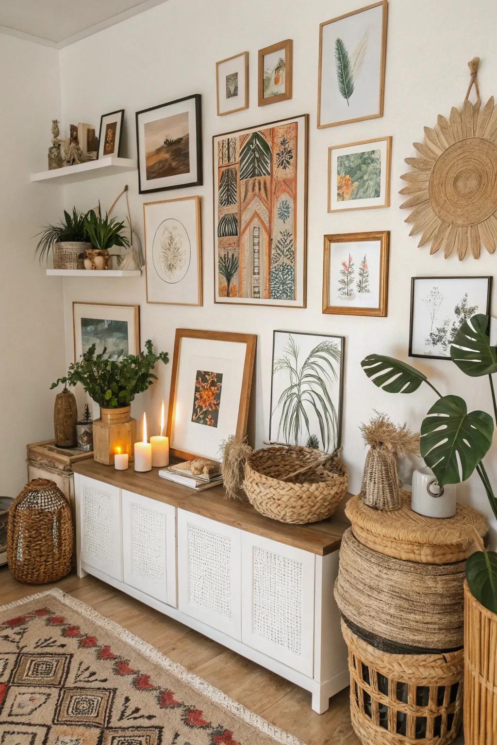 A gallery wall with layers that showcase individual style and creativity.