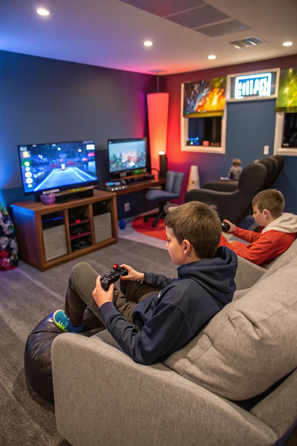 A zone intended for lounging furnishes an area encouraging both socialization and relaxation.
