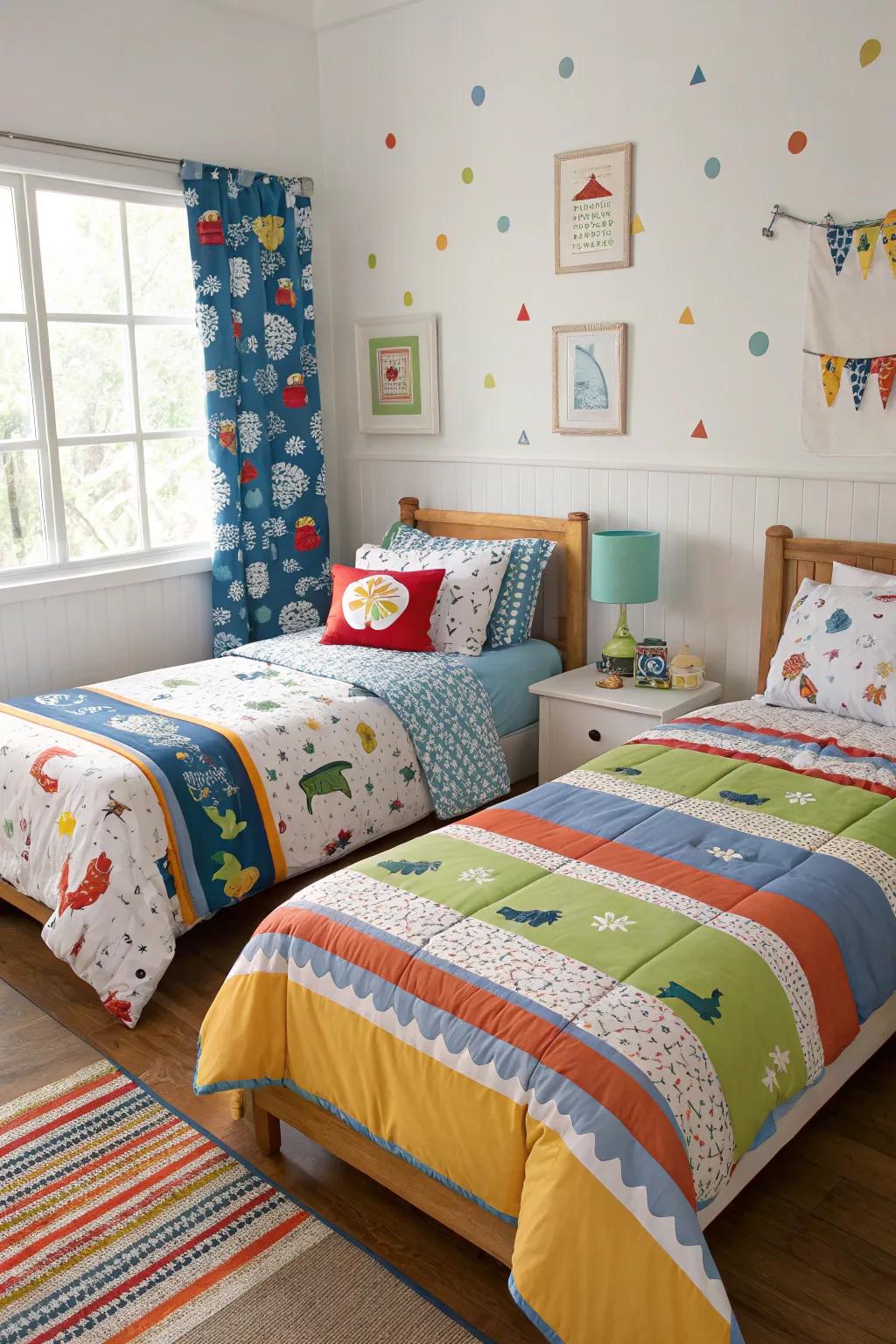 Playful bedding that can easily refresh the room’s look.