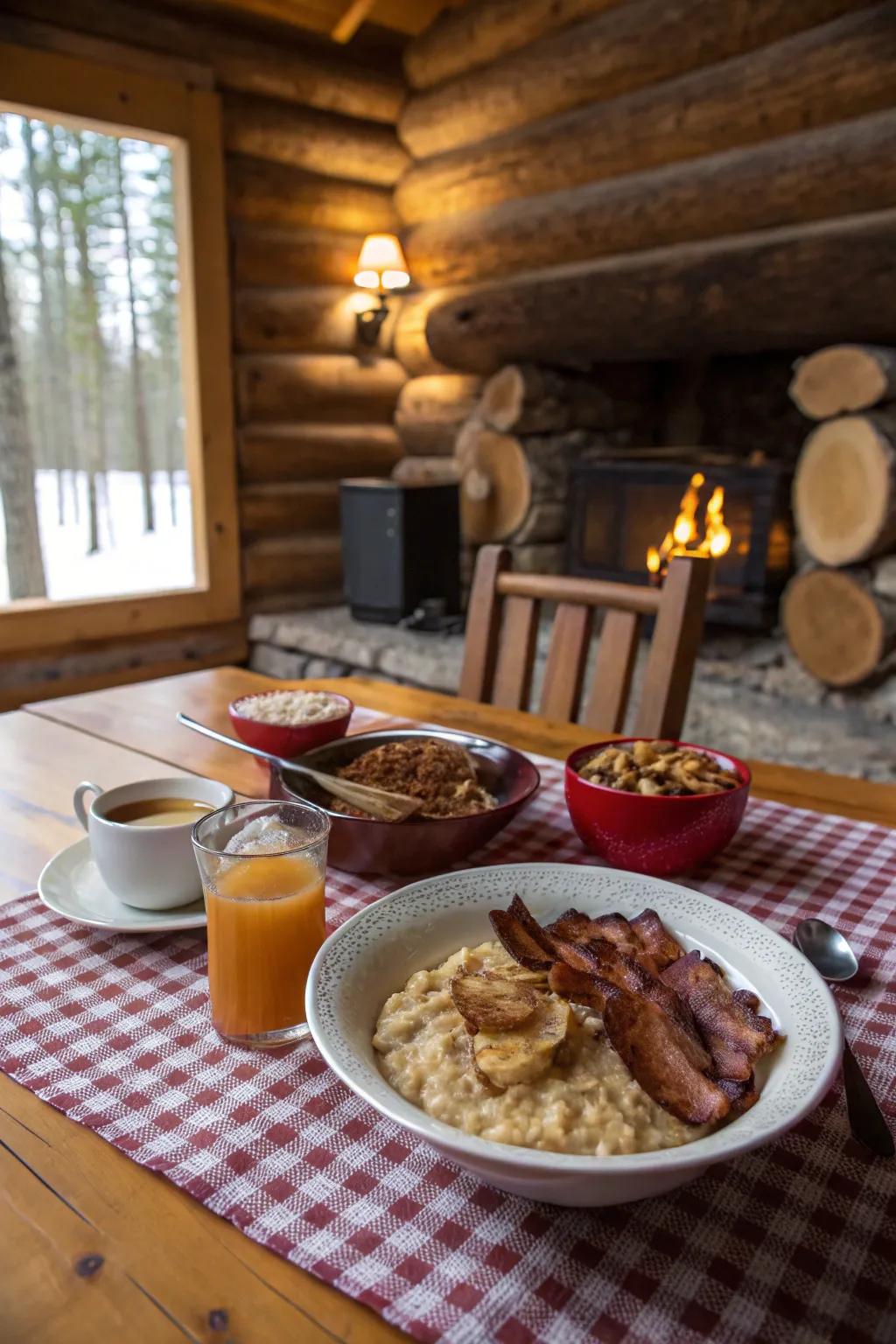 Warm up with a cozy cabin morning breakfast.