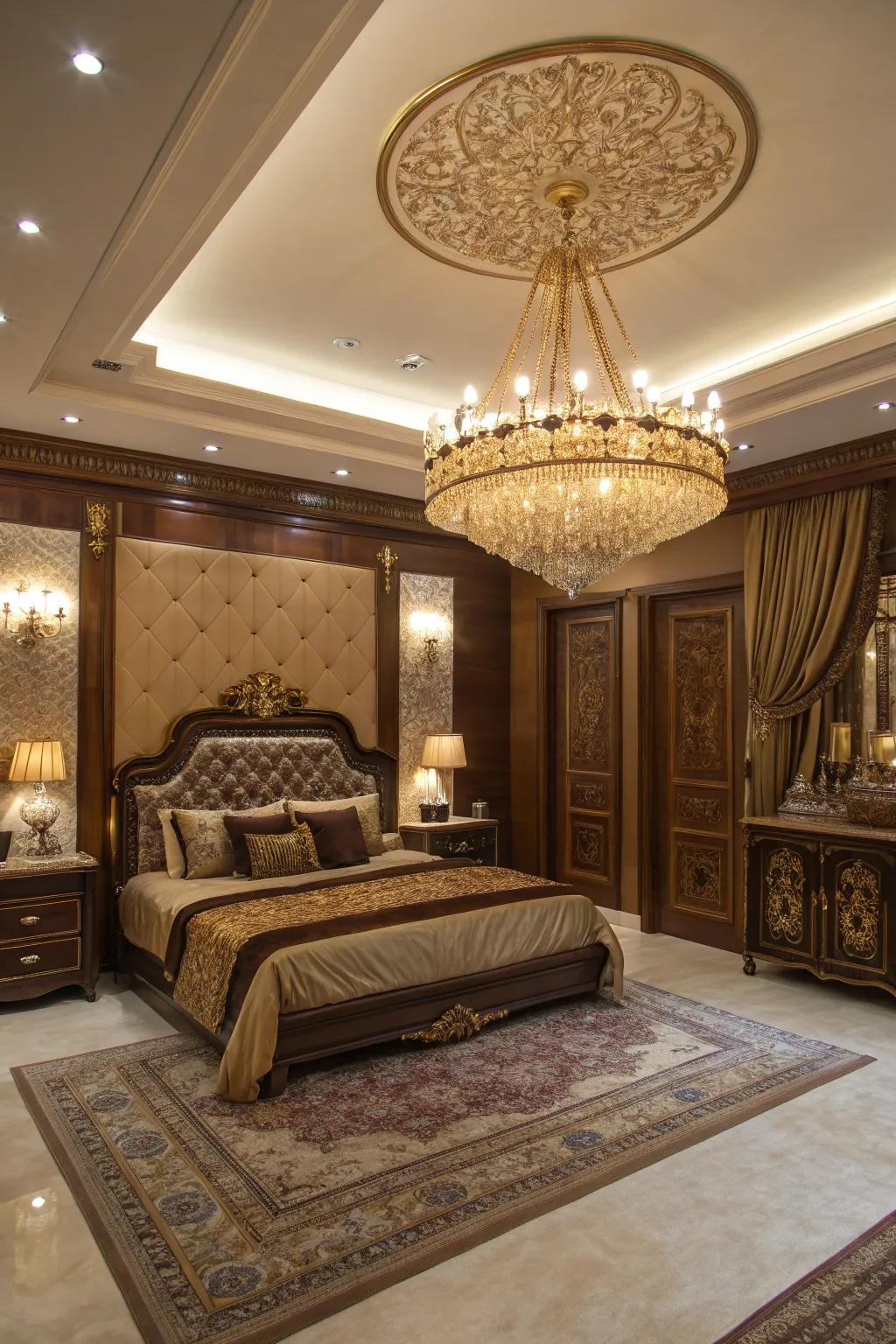 Remarkable illumination adds drama and elevates the room.