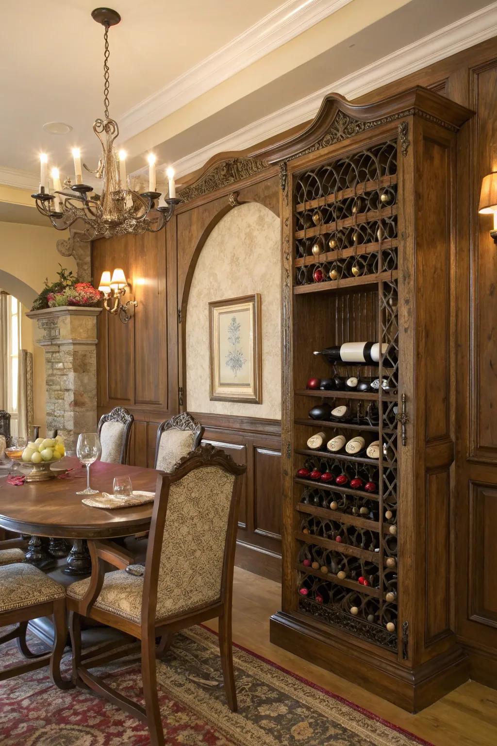 Vintage appeal joins practicality in this traditional wine storage choice.